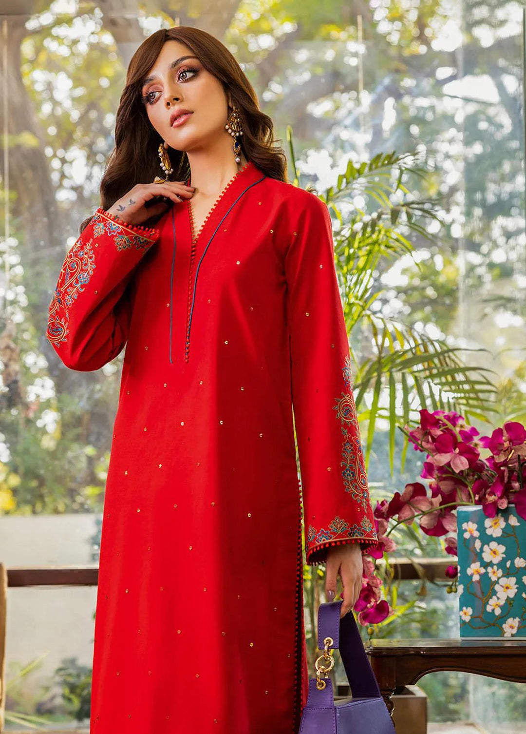 Essential By Asim Jofa Embroidered Cambric Unstitched Suit 2 Piece AJ23EE AJPE-43 - Eid Collection