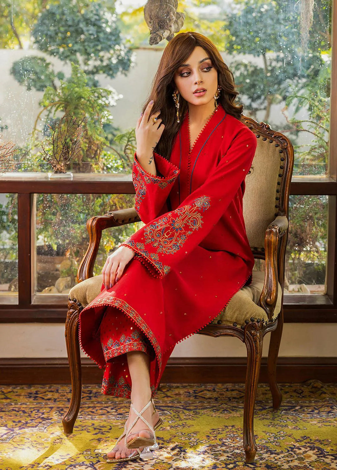Essential By Asim Jofa Embroidered Cambric Unstitched Suit 2 Piece AJ23EE AJPE-43 - Eid Collection