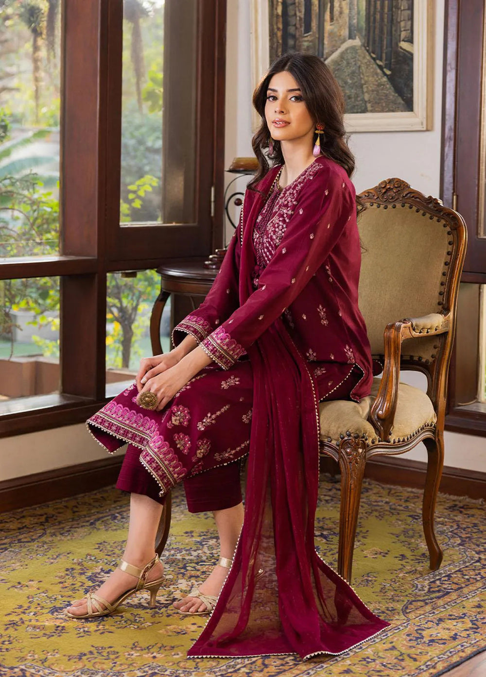 Essential By Asim Jofa Embroidered Cambric Unstitched Suit 3 Piece AJ23EE AJPE-04 - Eid Collection