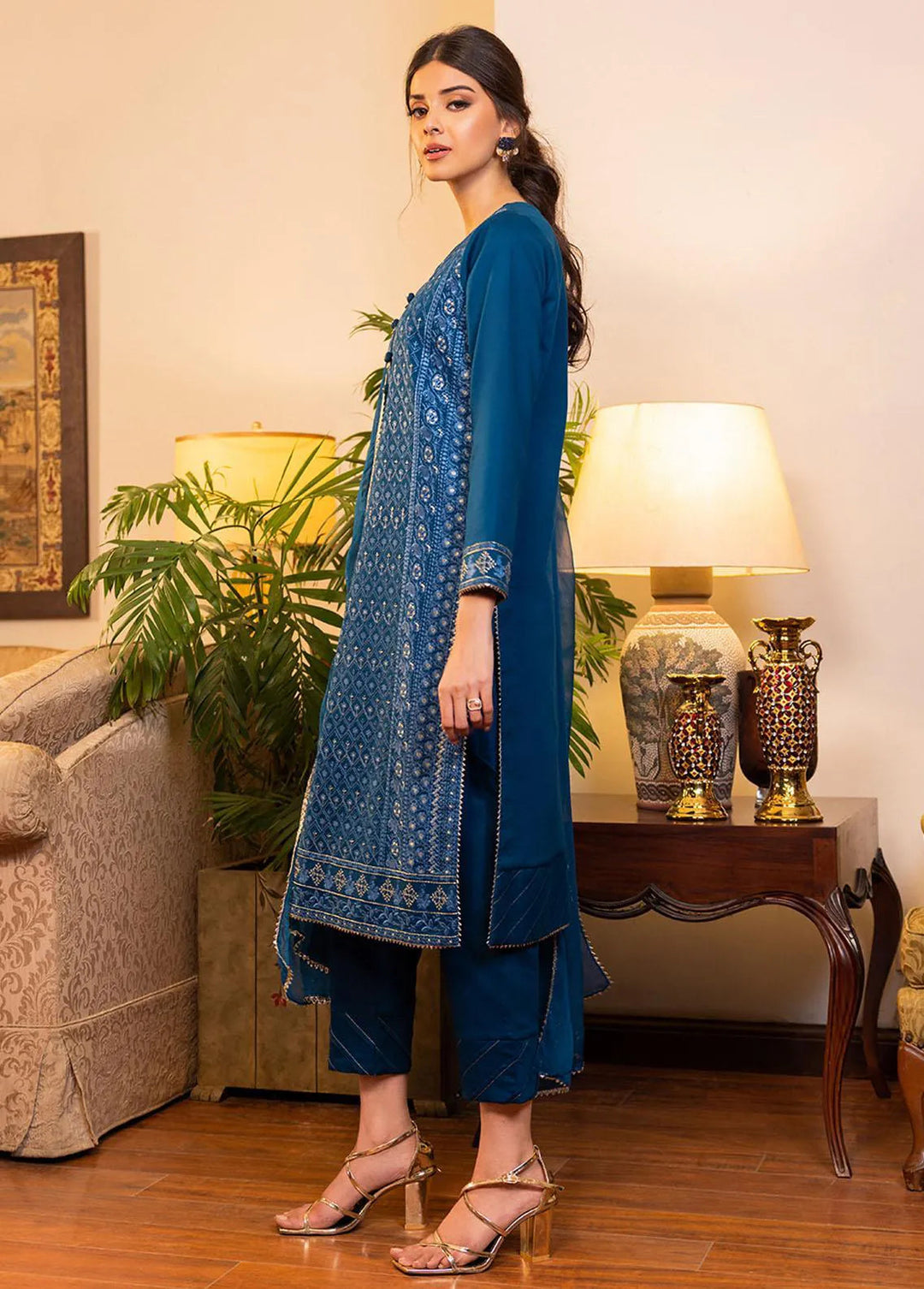 Essential By Asim Jofa Embroidered Cambric Unstitched Suit 3 Piece AJ23EE AJPE-07 - Eid Collection