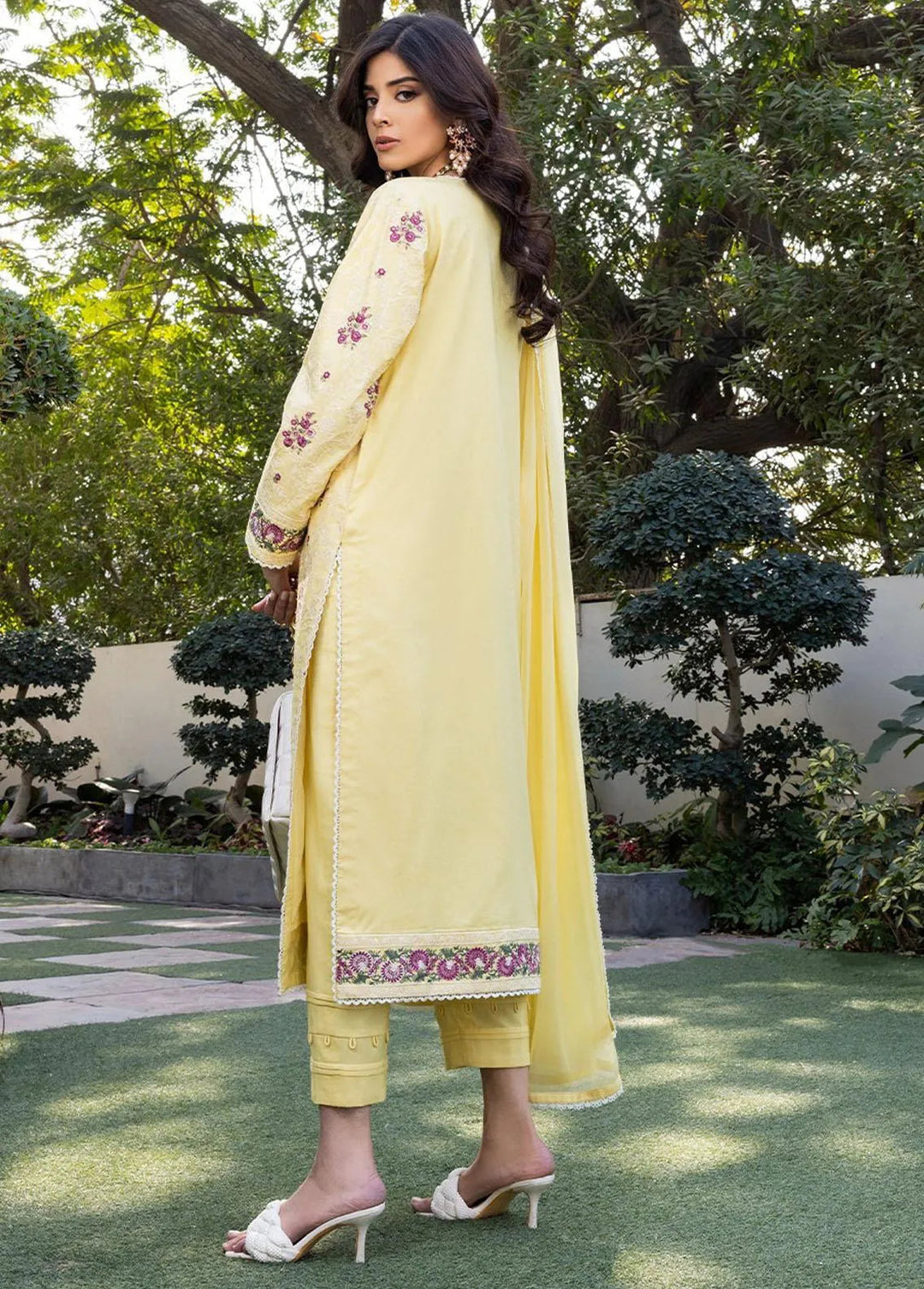 Essential By Asim Jofa Embroidered Cambric Unstitched Suit 3 Piece AJ23EE AJPE-10 - Eid Collection