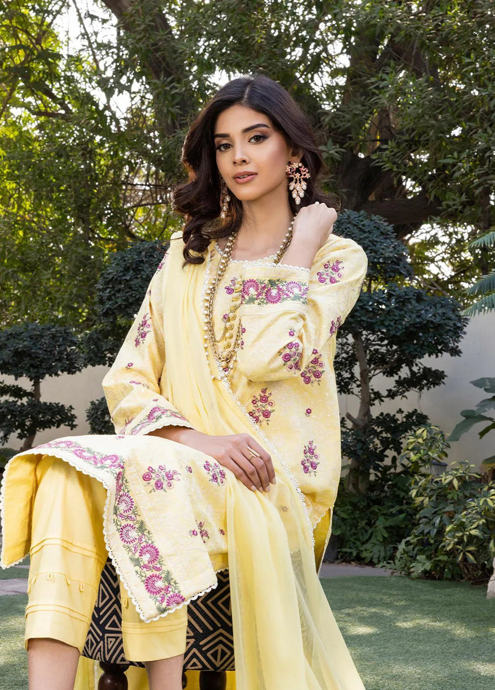 Essential By Asim Jofa Embroidered Cambric Unstitched Suit 3 Piece AJ23EE AJPE-10 - Eid Collection