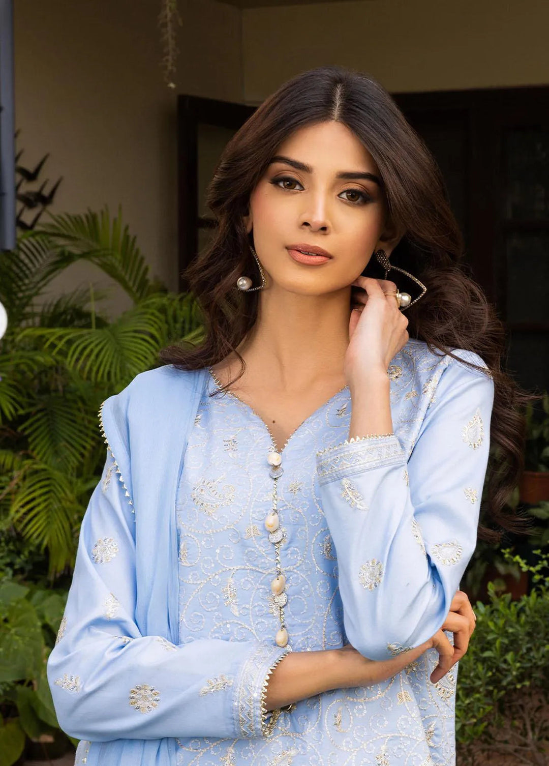 Essential By Asim Jofa Embroidered Cambric Unstitched Suit 3 Piece AJ23EE AJPE-13 - Eid Collection