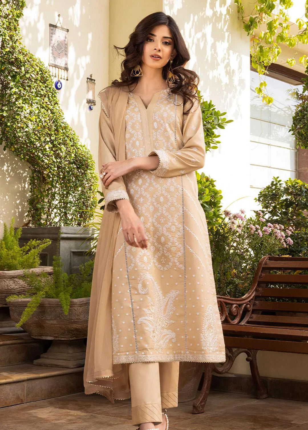Essential By Asim Jofa Embroidered Cambric Unstitched Suit 3 Piece AJ23EE AJPE-16 - Eid Collection