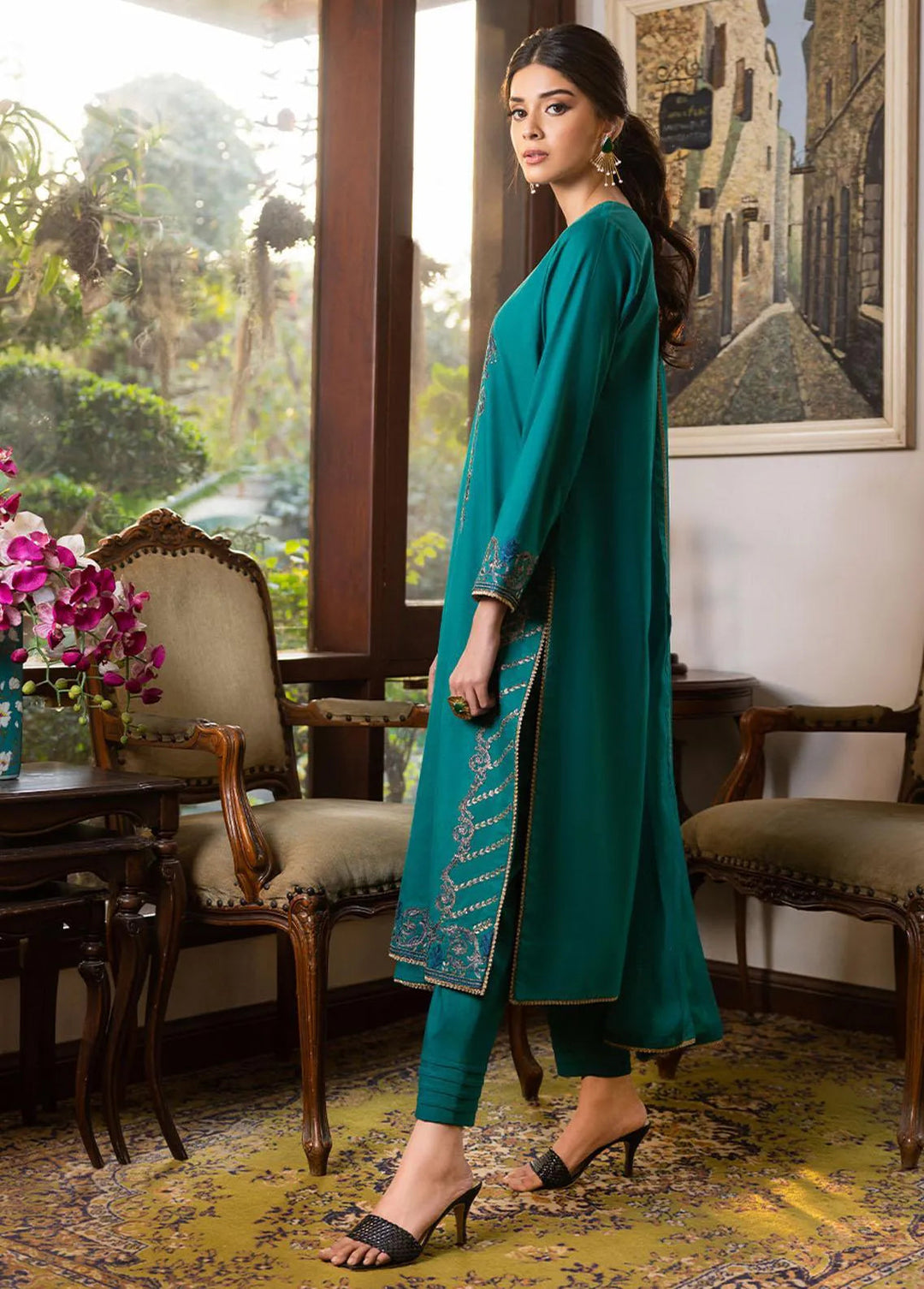 Essential By Asim Jofa Embroidered Cambric Unstitched Suit 3 Piece AJ23EE AJPE-19 - Eid Collection