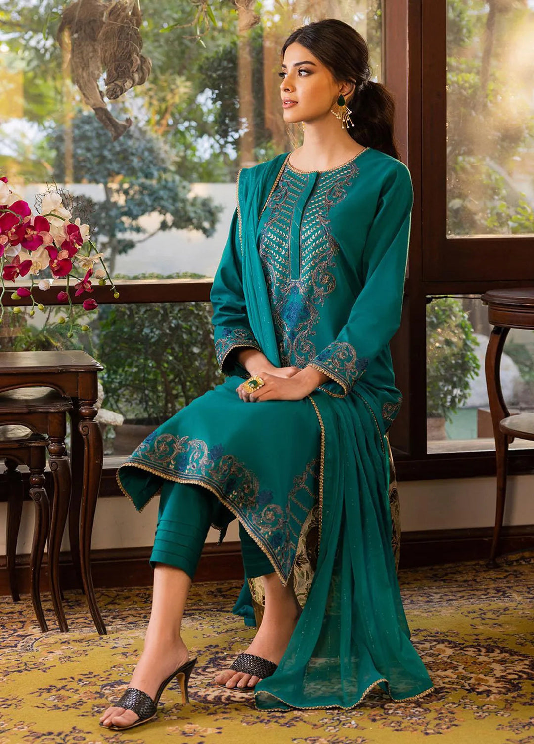 Essential By Asim Jofa Embroidered Cambric Unstitched Suit 3 Piece AJ23EE AJPE-19 - Eid Collection