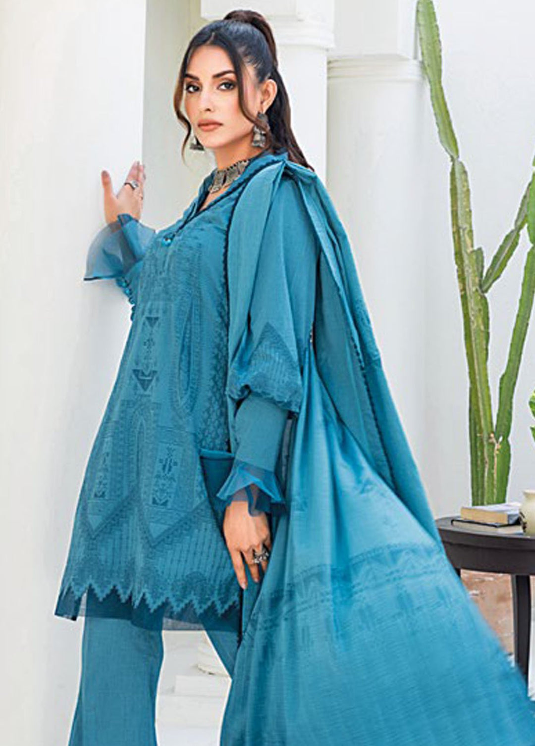 Essential By Gul Ahmed Chambrey Jacquard Suits Unstitched 3 Piece GA24E MJ-42006 - Summer Collection