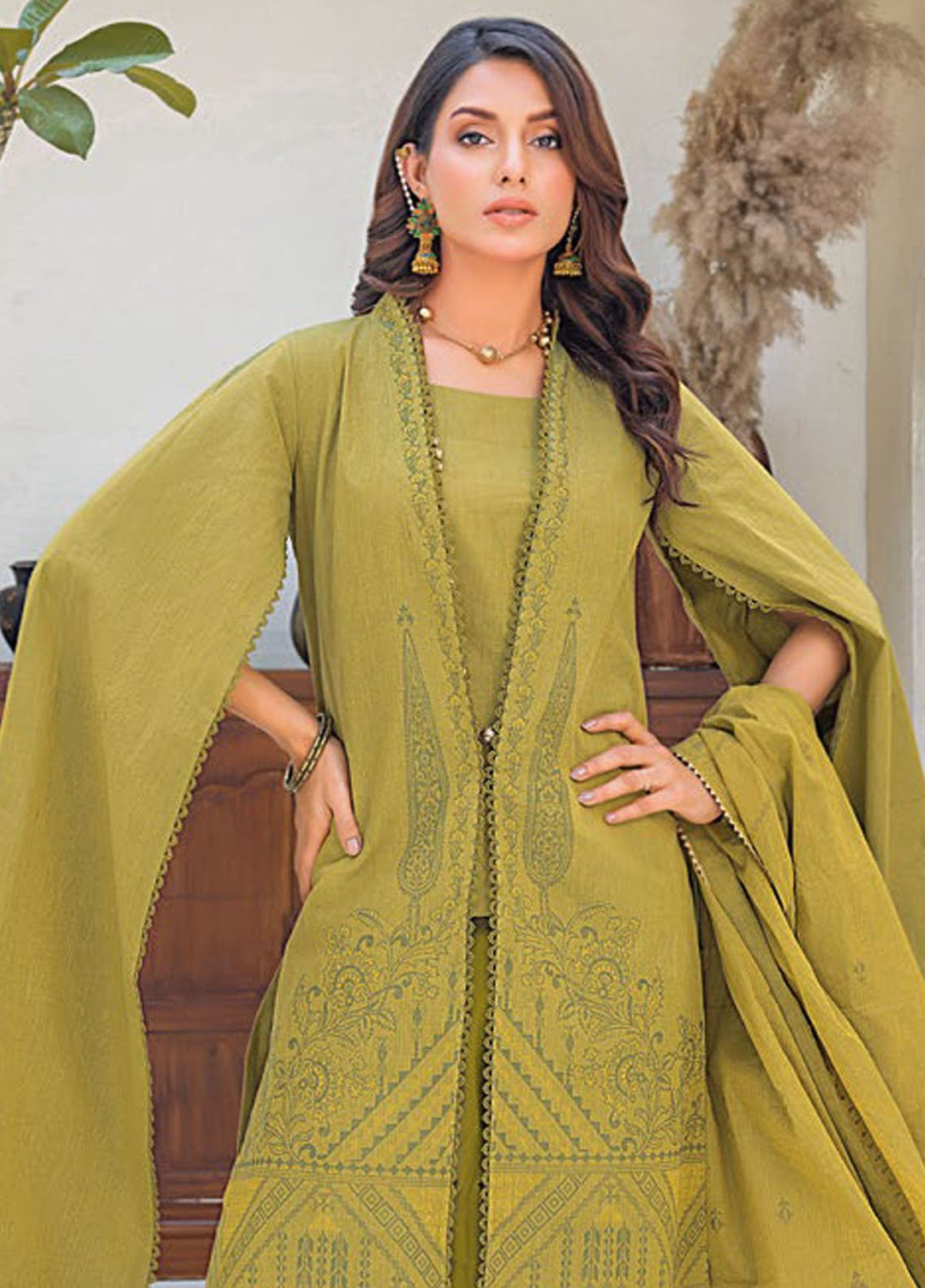 Essential By Gul Ahmed Chambrey Jacquard Suits Unstitched 3 Piece GA24E MJ-42009 - Summer Collection