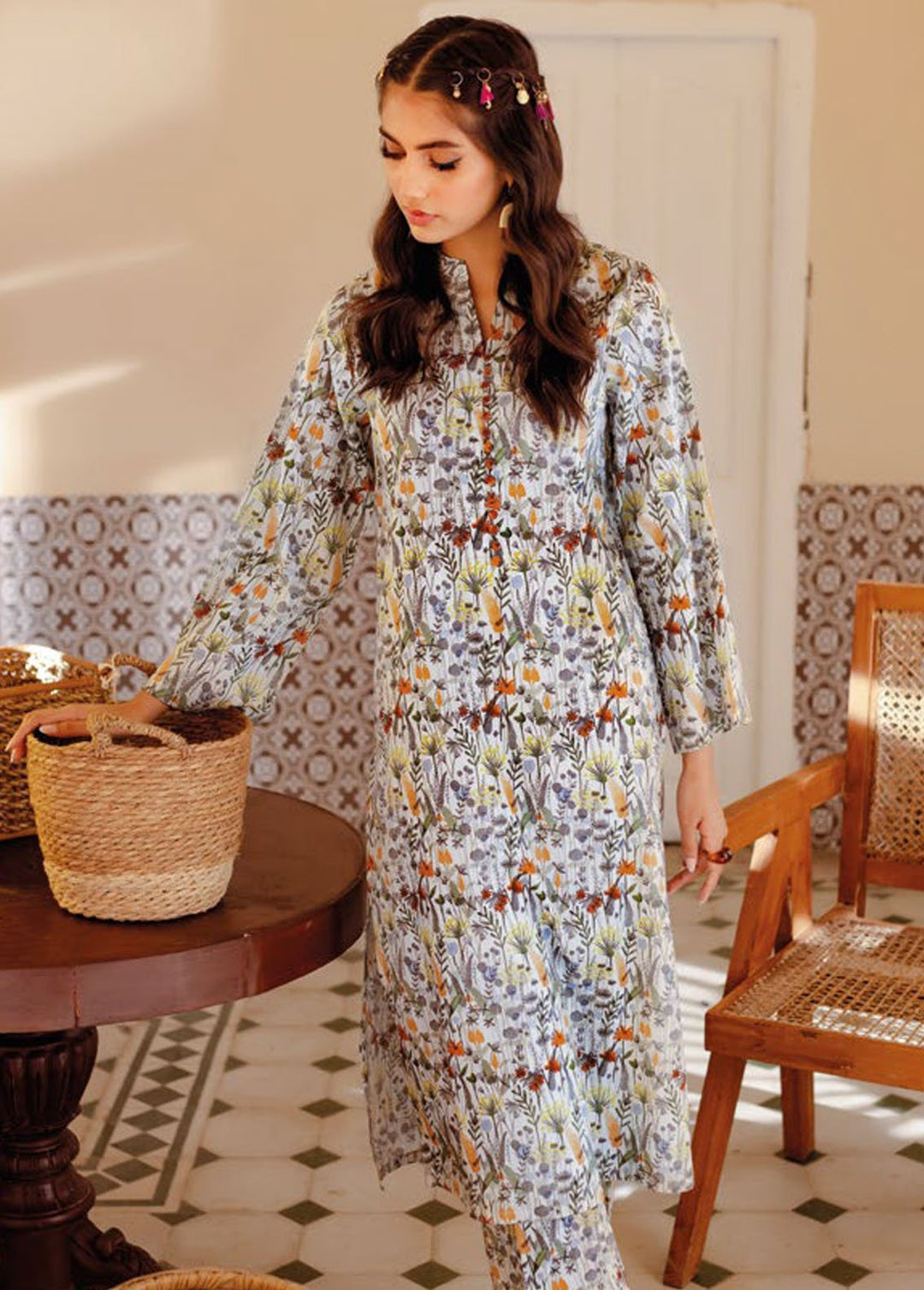 Essential By Gul Ahmed Printed Lawn Suits Unstitched Kurti GA24E SL-42009 - Summer Collection