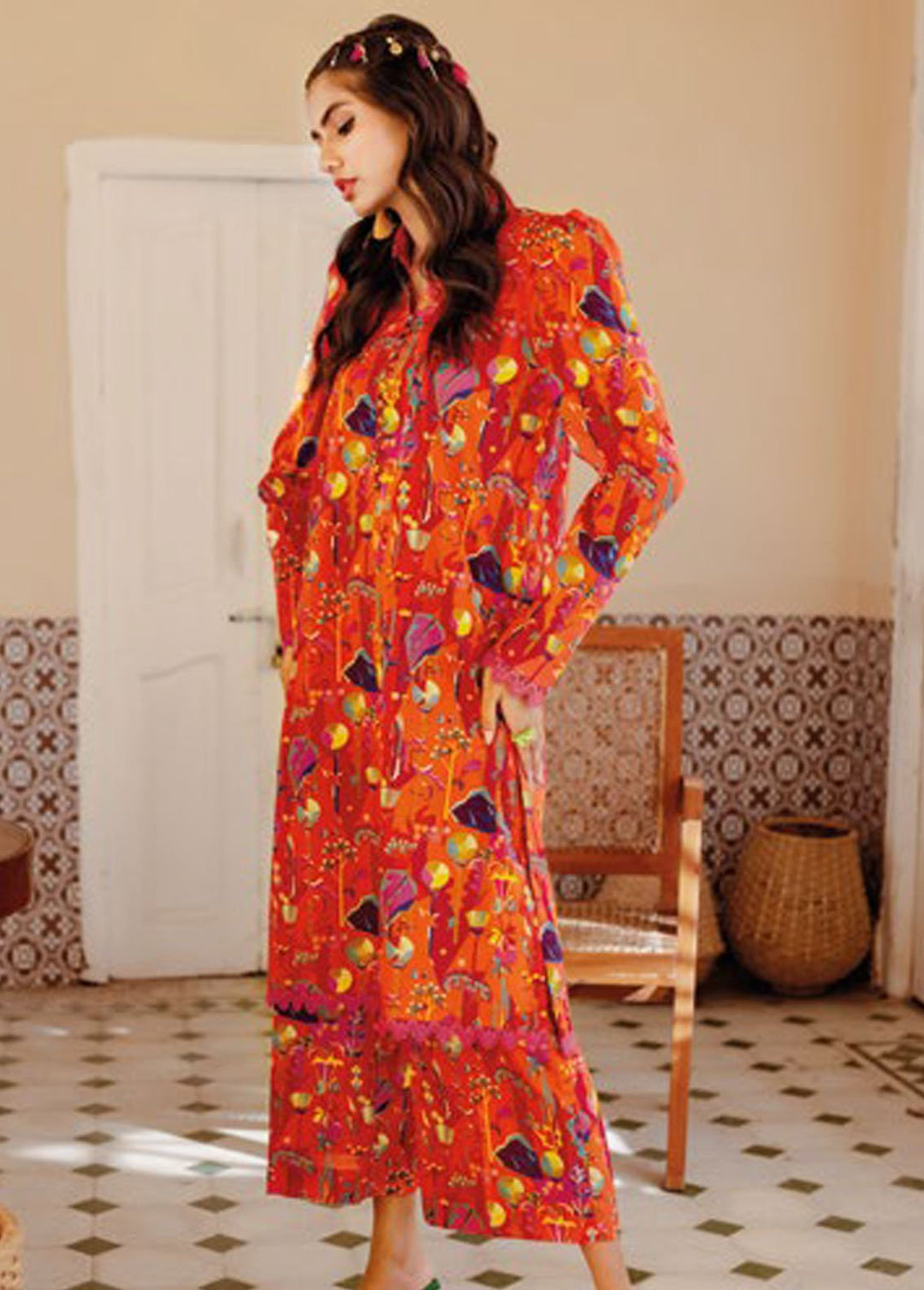 Essential By Gul Ahmed Printed Lawn Suits Unstitched Kurti GA24E SL-42020 - Summer Collection