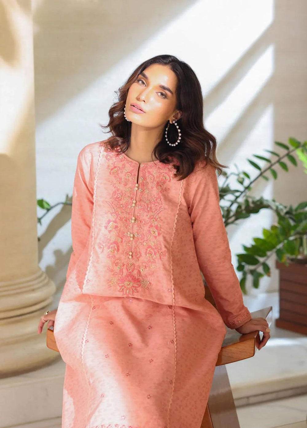 Essential Cambric By Asim Jofa Embroidered Cambric Kurti Unstitched AJ23E AJP-04 - Summer Collection