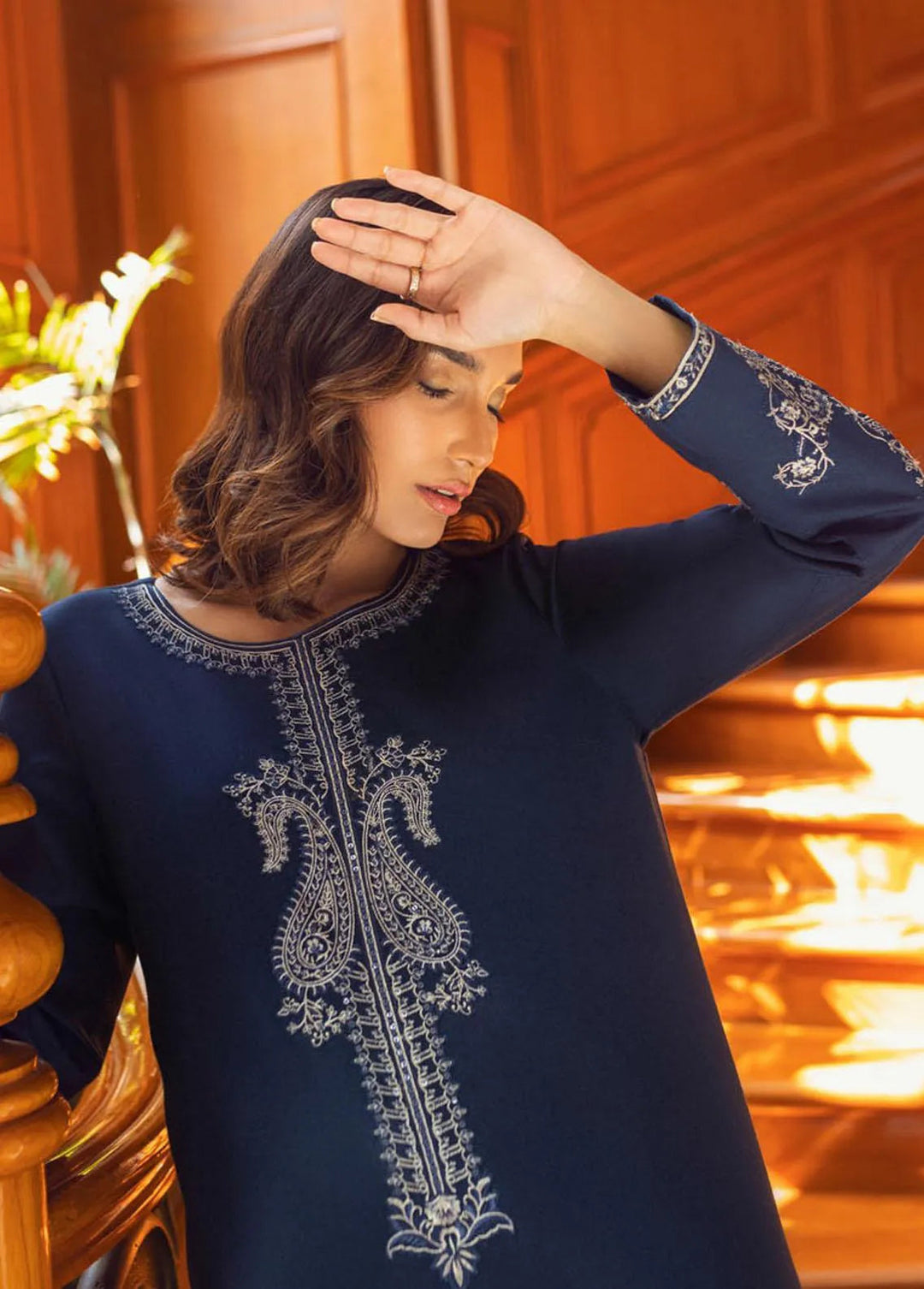 Essential Cambric By Asim Jofa Embroidered Cambric Kurti Unstitched AJ23E AJP-06 - Summer Collection