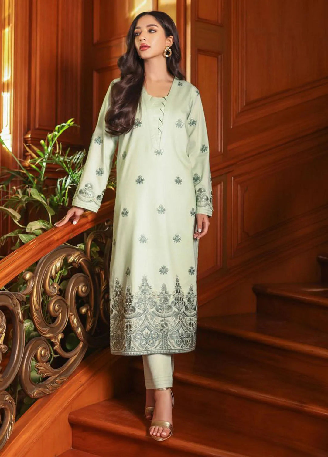 Essential Cambric By Asim Jofa Embroidered Cambric Unstitched Suit 2 Piece AJ23E AJP-03 - Summer Collection