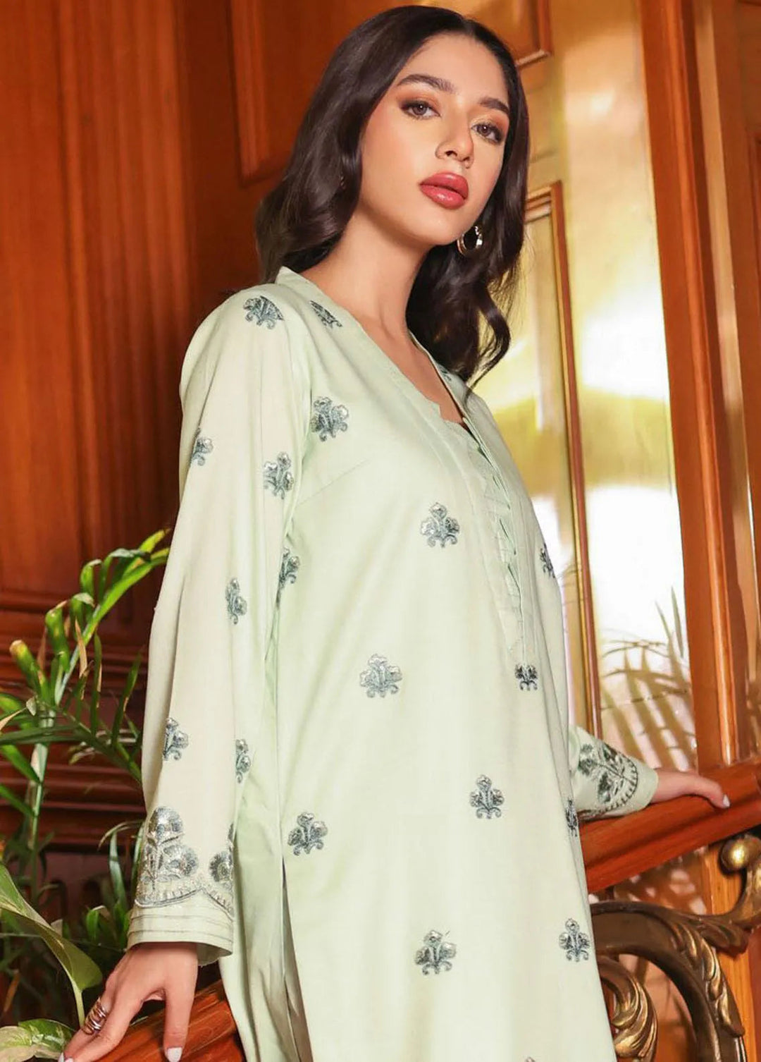 Essential Cambric By Asim Jofa Embroidered Cambric Unstitched Suit 2 Piece AJ23E AJP-03 - Summer Collection
