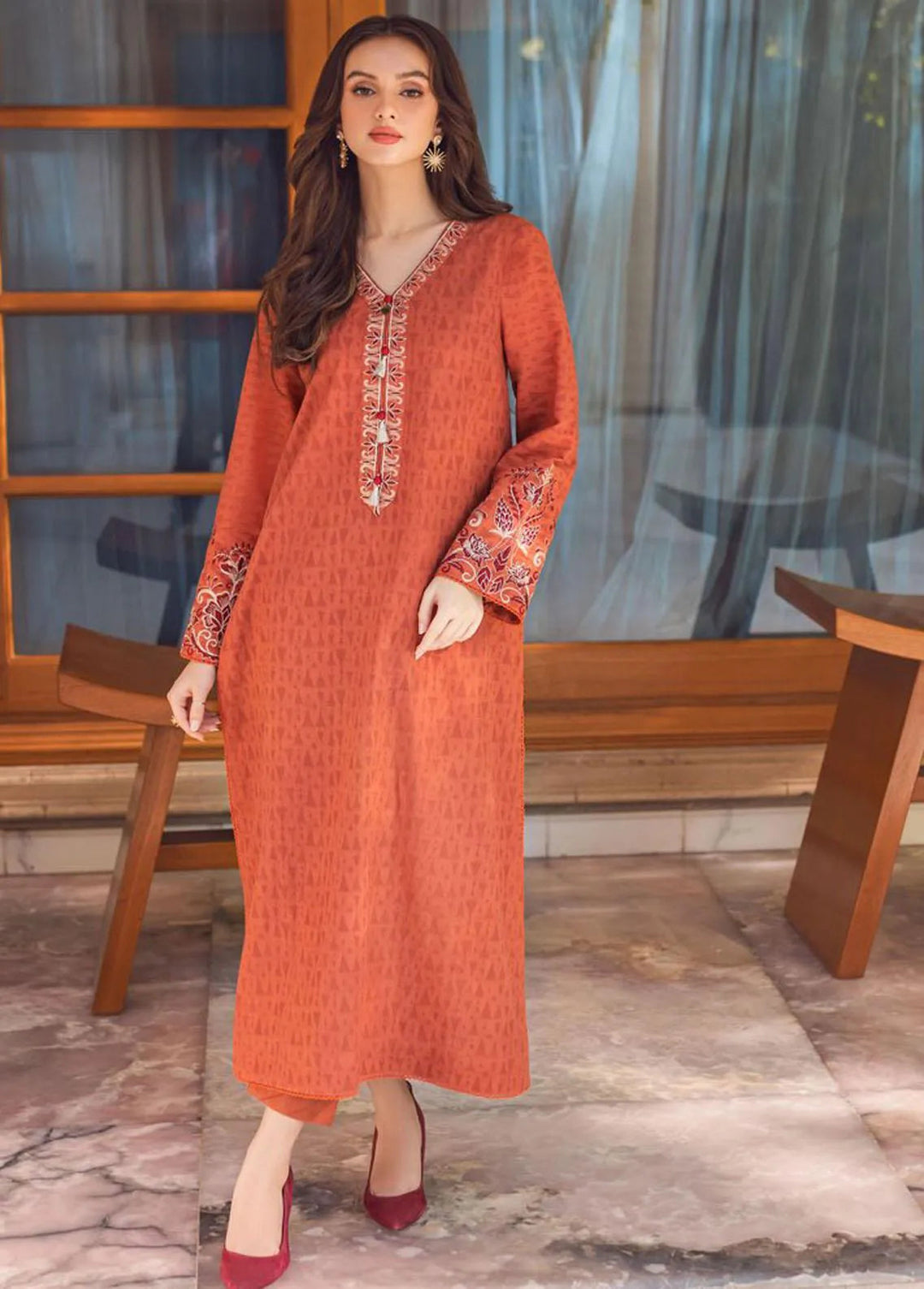 Essential Cambric By Asim Jofa Embroidered Cambric Unstitched Suit 2 Piece AJ23E AJP-07 - Summer Collection