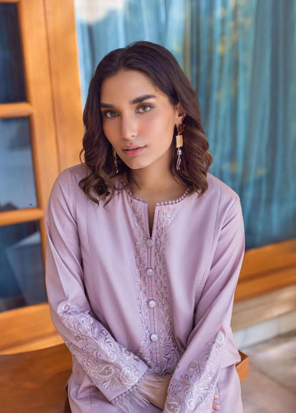 Essential Cambric By Asim Jofa Embroidered Cambric Unstitched Suit 2 Piece AJ23E AJP-08 - Summer Collection