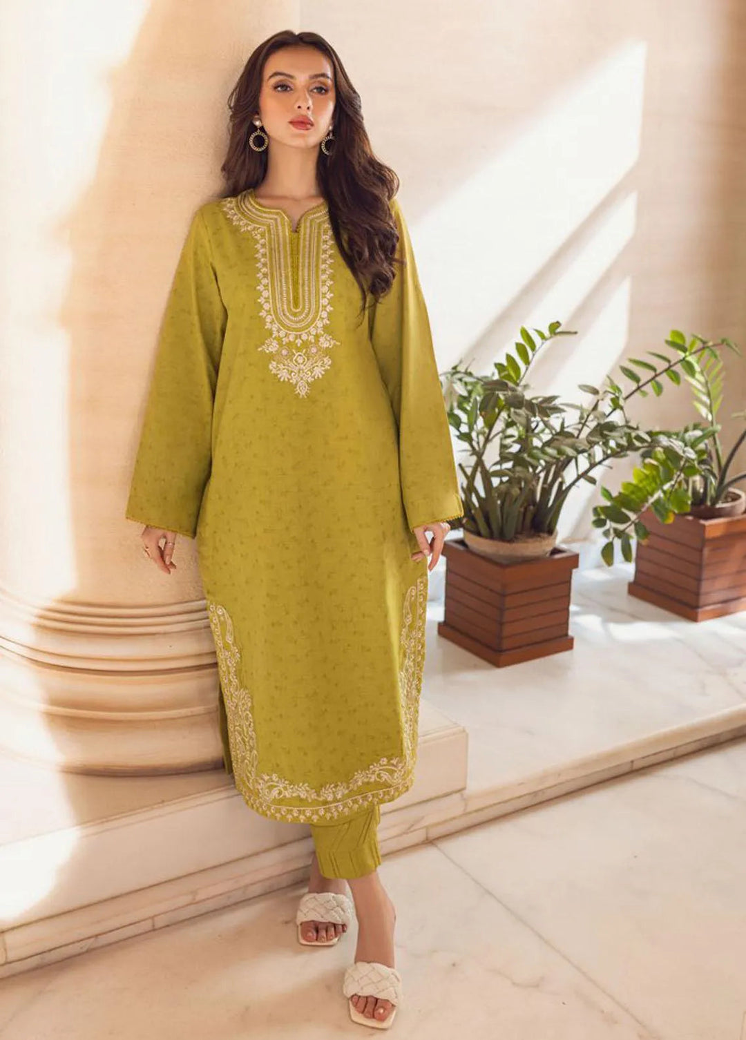 Essential Cambric By Asim Jofa Embroidered Cambric Unstitched Suit 2 Piece AJ23E AJP-10 - Summer Collection
