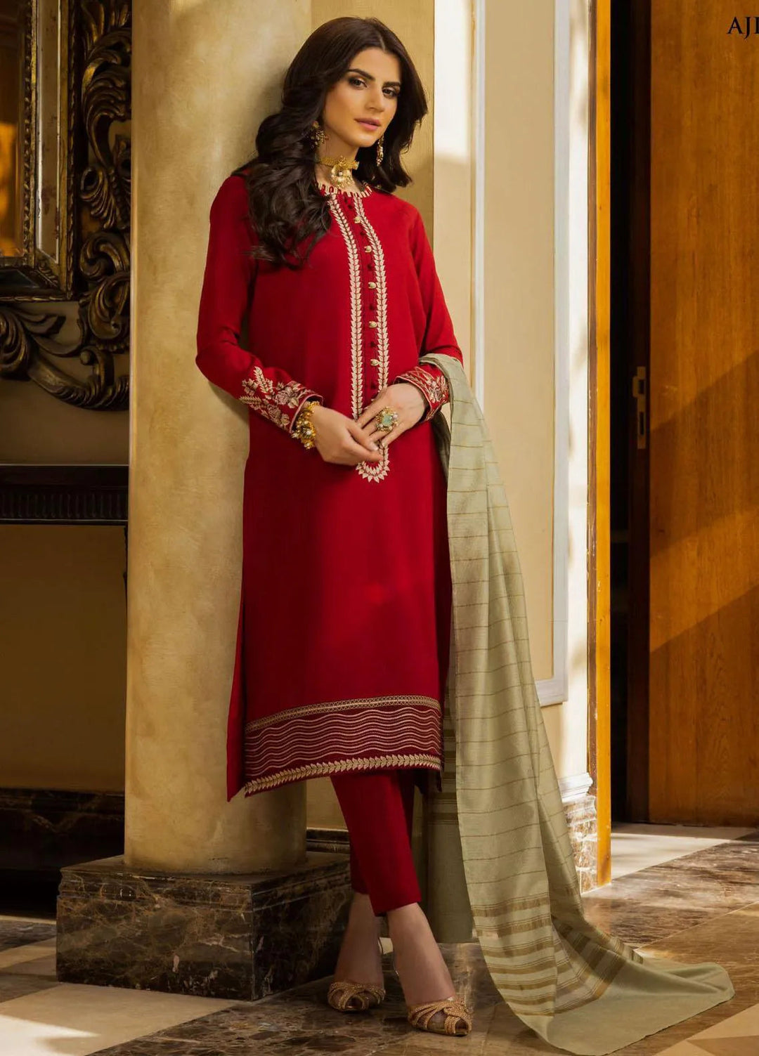 Essentials By Asim Jofa Embroidered Cambric Unstitched Suit 2 Piece AJ23ES AJPE-38 - Eid Collection