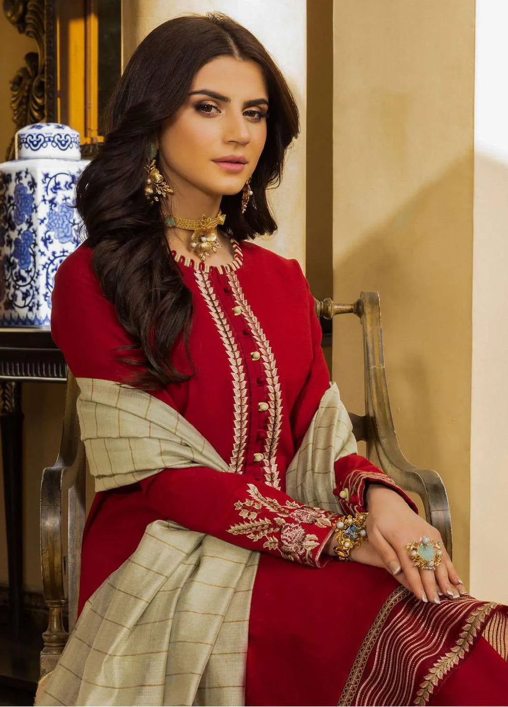 Essentials By Asim Jofa Embroidered Cambric Unstitched Suit 2 Piece AJ23ES AJPE-38 - Eid Collection