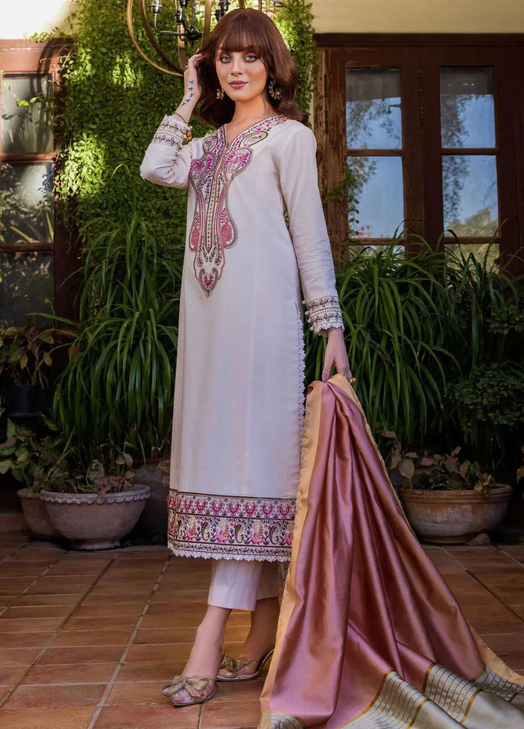 Essentials By Asim Jofa Embroidered Cambric Unstitched Suit 2 Piece AJ23ES AJPE-39 - Eid Collection