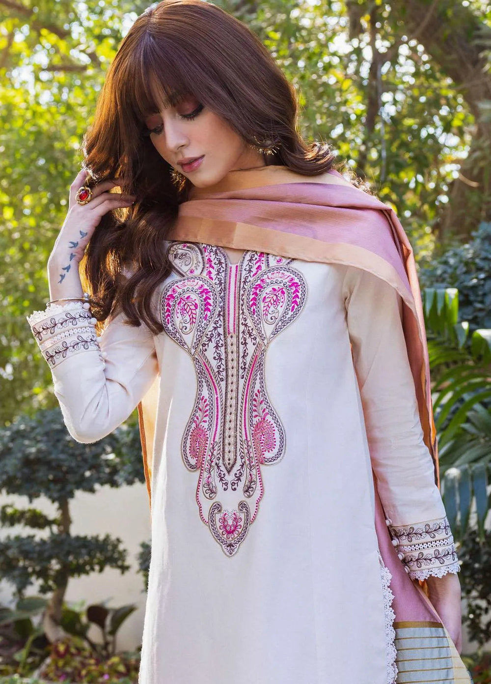 Essentials By Asim Jofa Embroidered Cambric Unstitched Suit 2 Piece AJ23ES AJPE-39 - Eid Collection