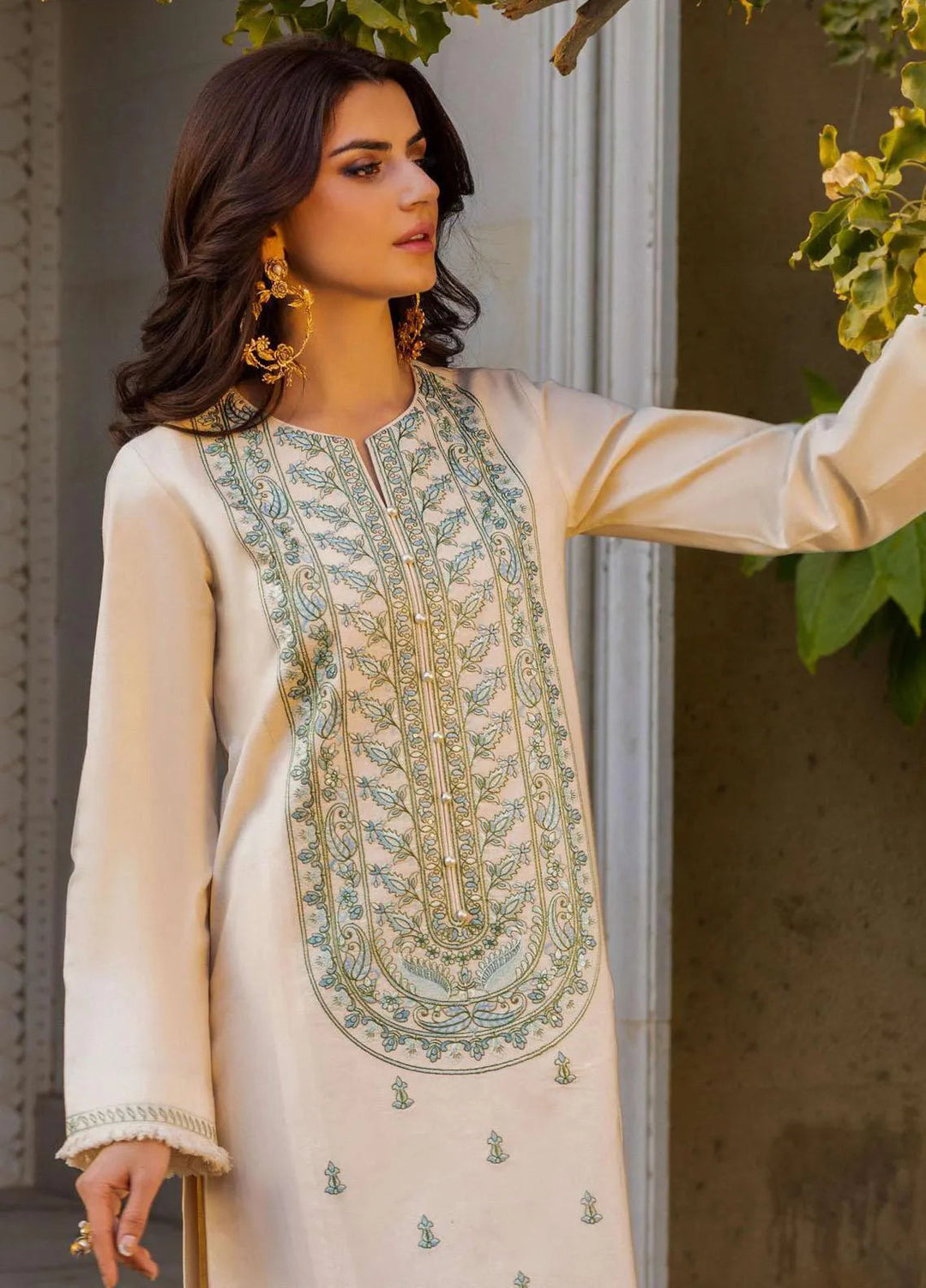 Essentials By Asim Jofa Embroidered Cambric Unstitched Suit 2 Piece AJ23ES AJPE-42 - Eid Collection