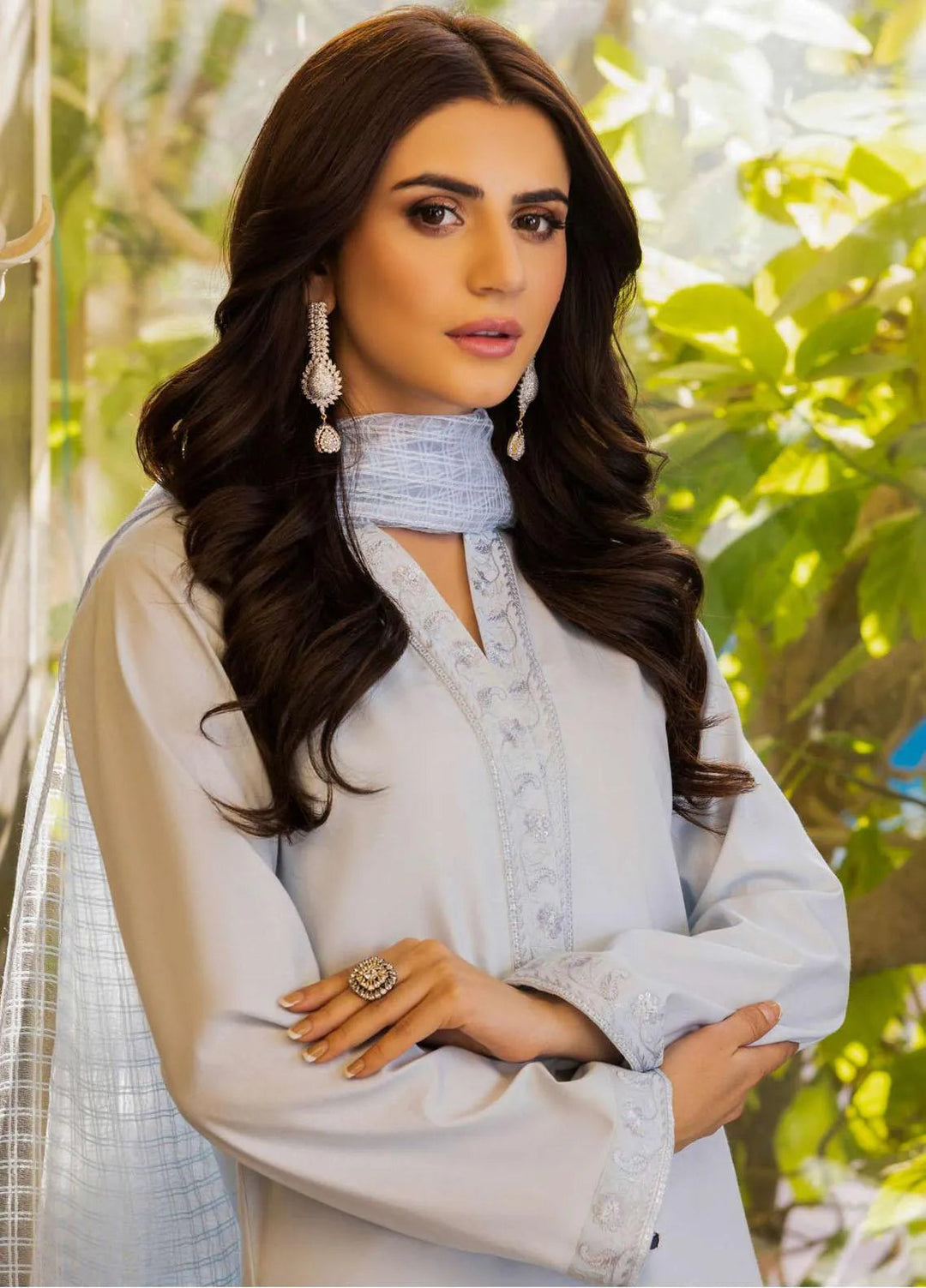 Essentials By Asim Jofa Embroidered Cambric Unstitched Suit 2 Piece AJ23ES AJPE-46 - Eid Collection