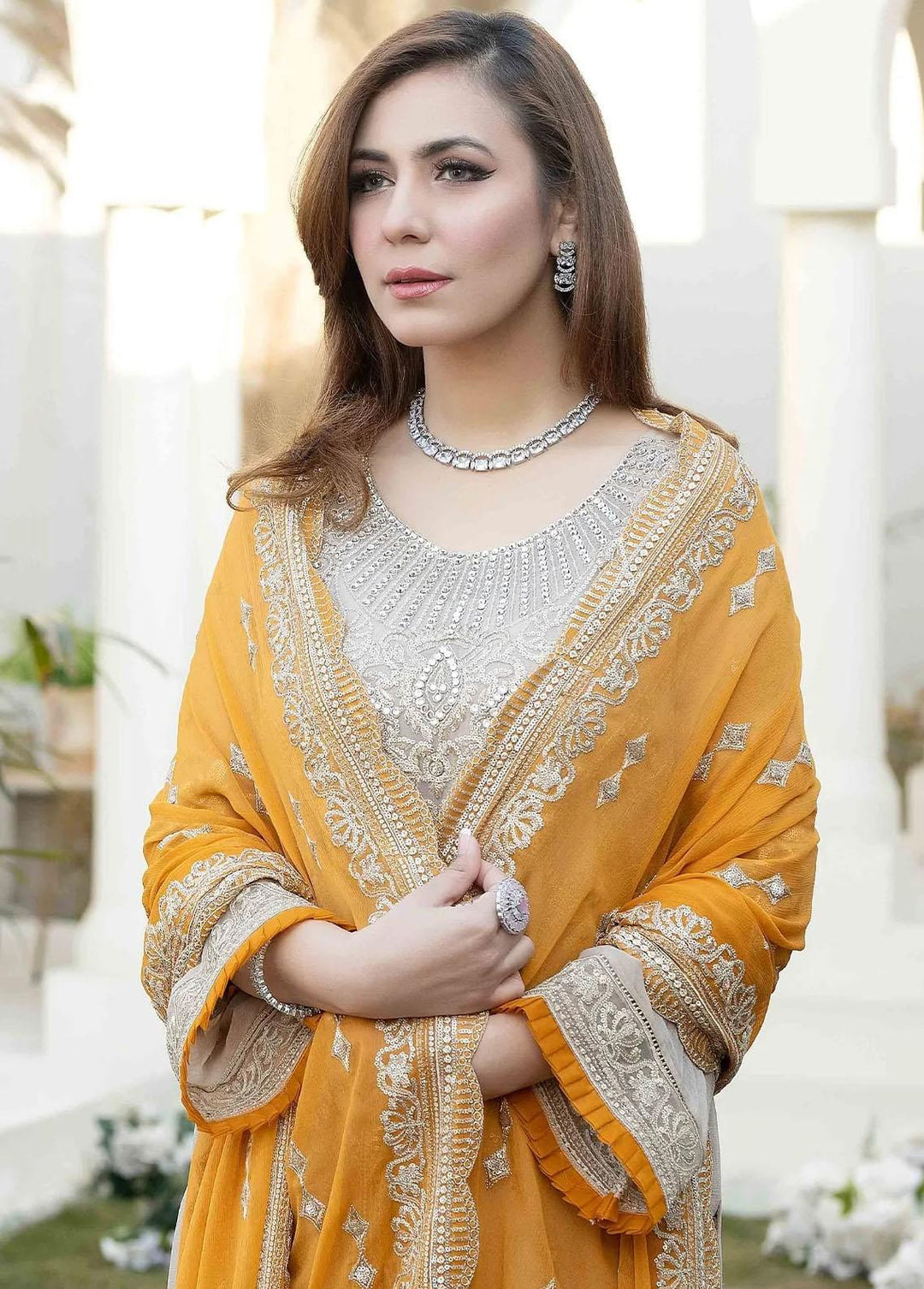 Esta Bonita By Imrozia Embroidered Chiffon Suits Unstitched 3 Piece IMP23EB M-12 Luna - Premium Collection