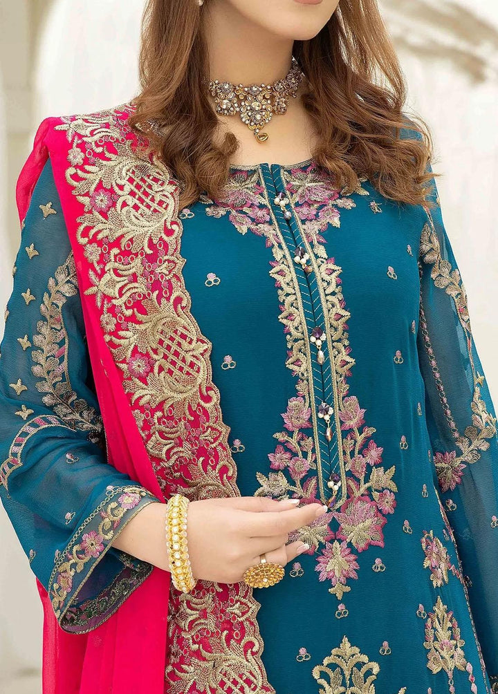 Esta Bonita By Imrozia Embroidered Chiffon Suits Unstitched 3 Piece IMP23EB M-17 Veridian Jade - Premium Collection