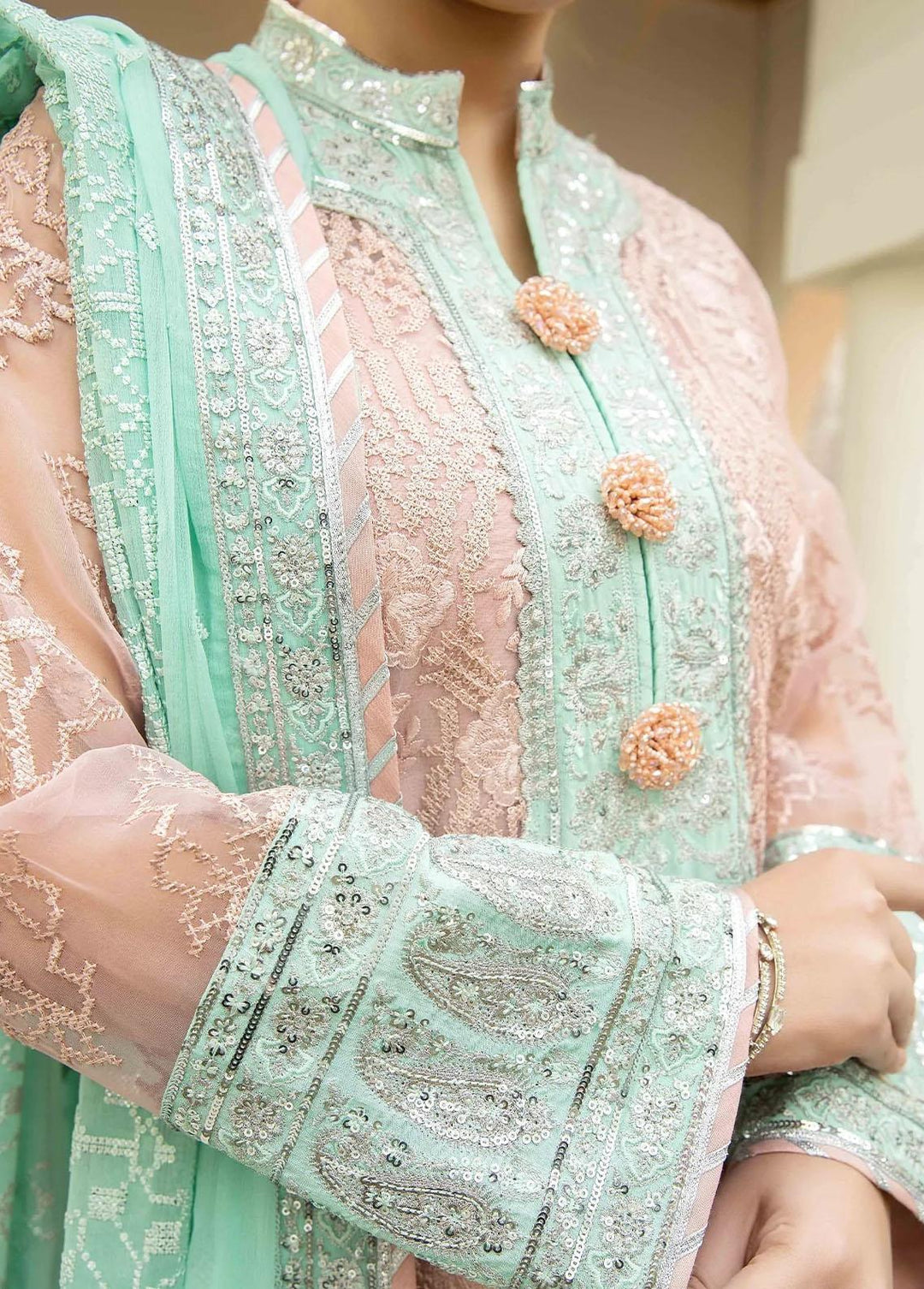 Esta Bonita By Imrozia Embroidered Organza Suits Unstitched 3 Piece IMP23EB M-18 Dusk - Premium Collection