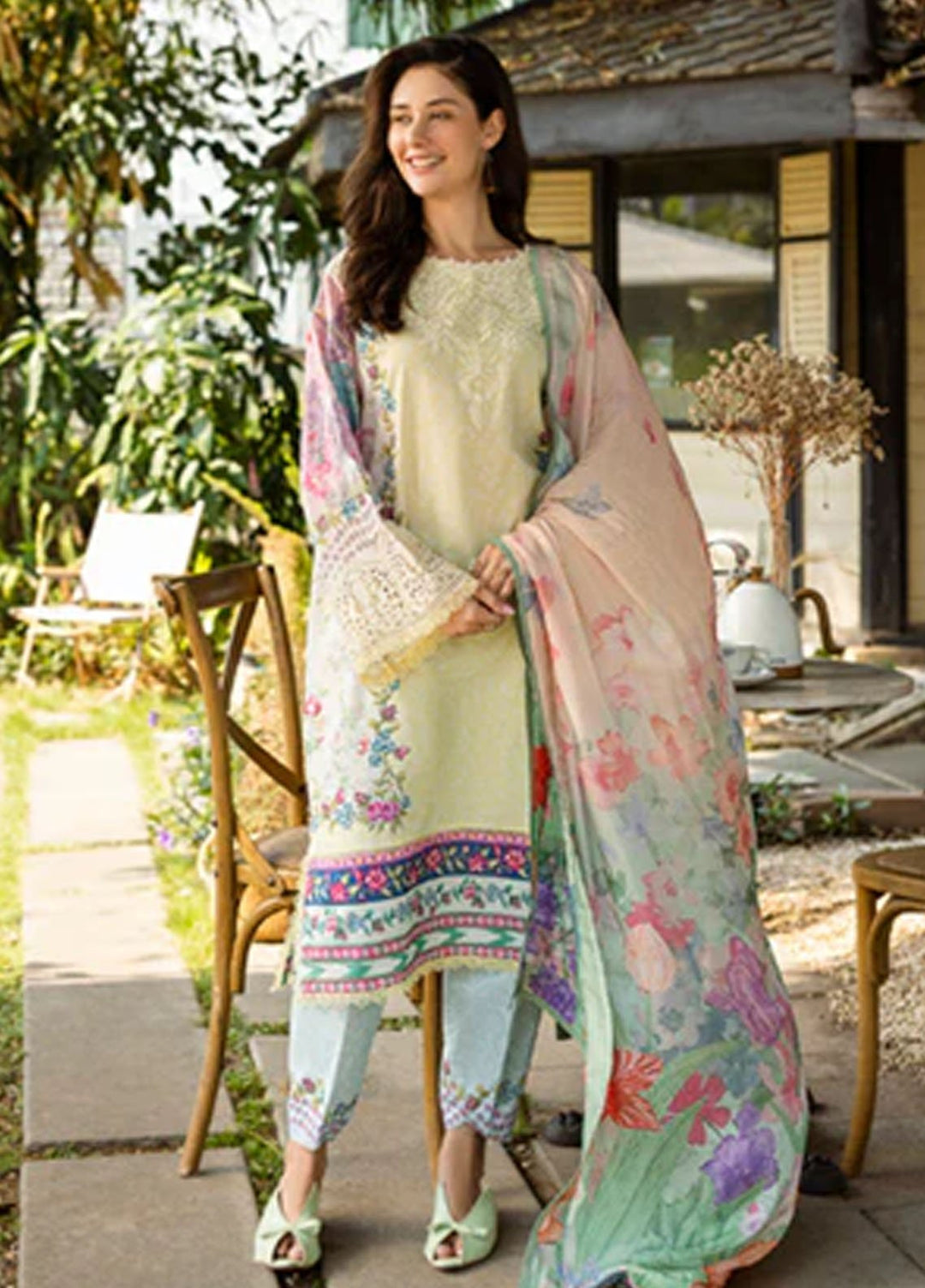 Ethereal Bloom by Roheenaz Embroidered Lawn Suits Unstitched 3 Piece RN25EB RNZ-01 A Velora - Summer Collection