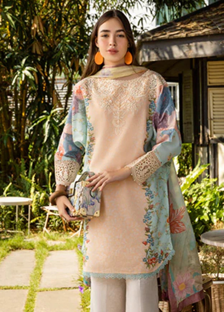 Ethereal Bloom by Roheenaz Embroidered Lawn Suits Unstitched 3 Piece RN25EB RNZ-01 B Ornella - Summer Collection