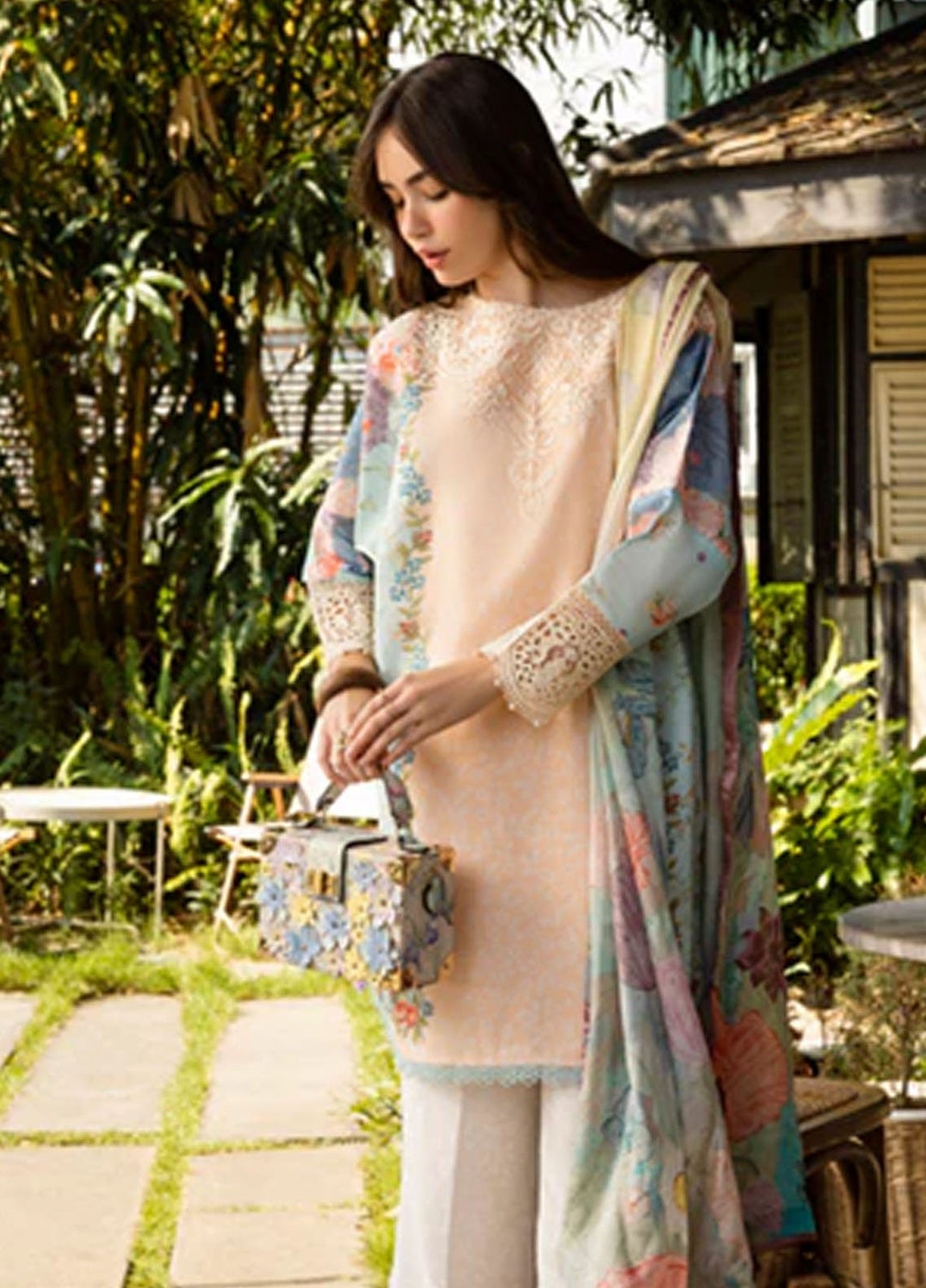 Ethereal Bloom by Roheenaz Embroidered Lawn Suits Unstitched 3 Piece RN25EB RNZ-01 B Ornella - Summer Collection