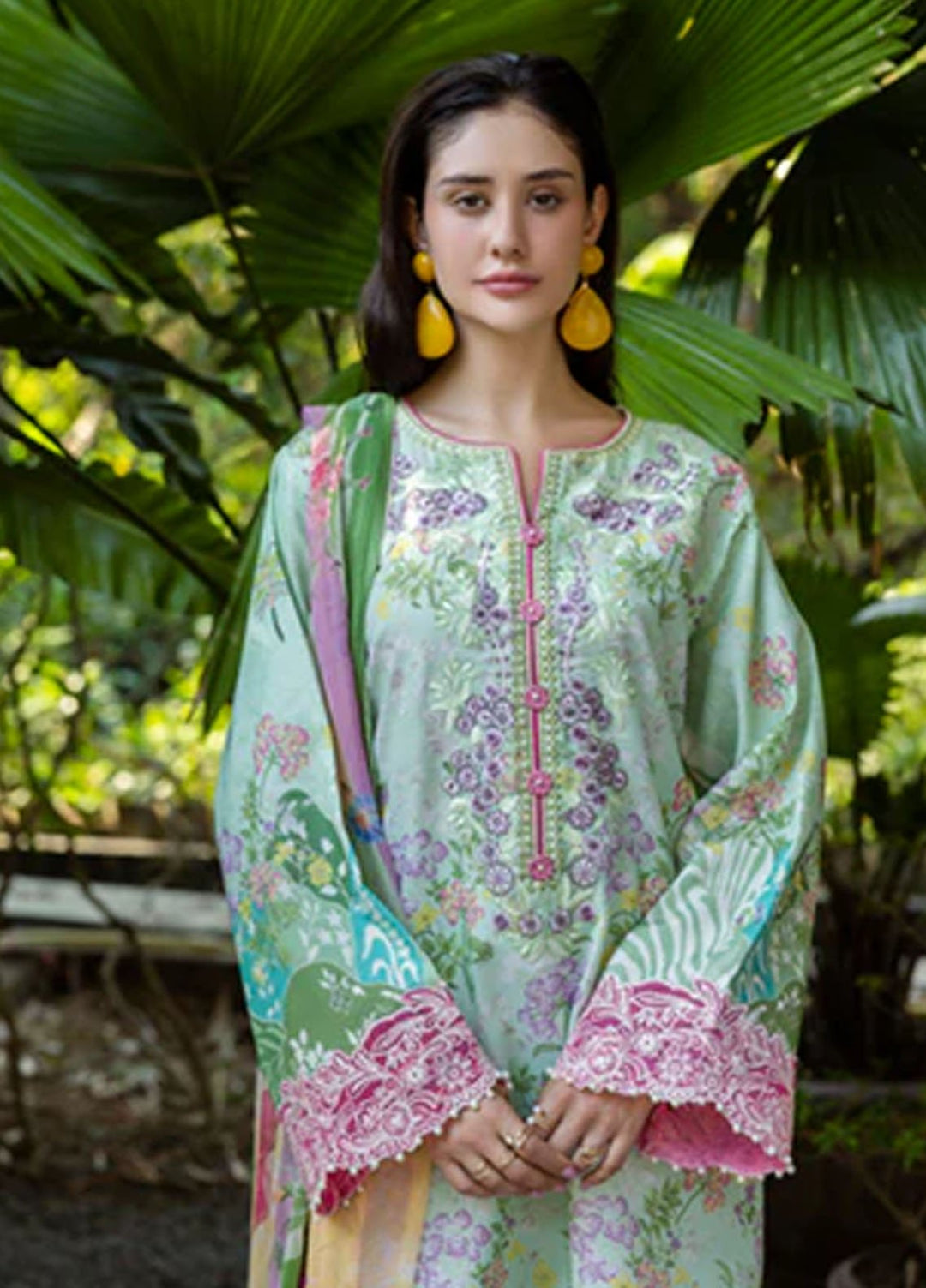 Ethereal Bloom by Roheenaz Embroidered Lawn Suits Unstitched 3 Piece RN25EB RNZ-02 A Ivara - Summer Collection
