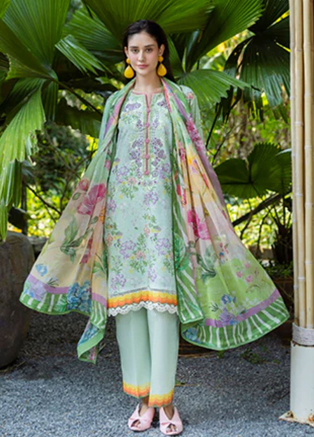 Ethereal Bloom by Roheenaz Embroidered Lawn Suits Unstitched 3 Piece RN25EB RNZ-02 A Ivara - Summer Collection