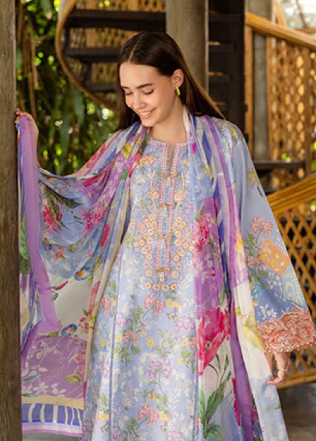 Ethereal Bloom by Roheenaz Embroidered Lawn Suits Unstitched 3 Piece RN25EB RNZ-02 B Florien - Summer Collection