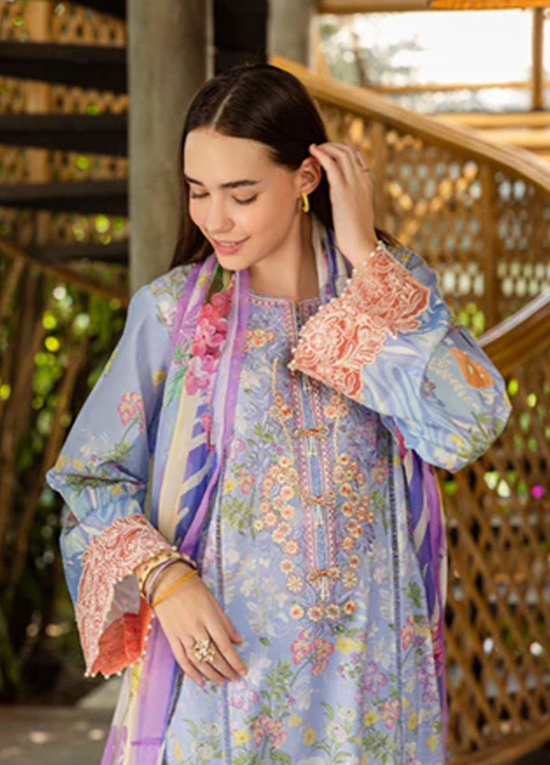 Ethereal Bloom by Roheenaz Embroidered Lawn Suits Unstitched 3 Piece RN25EB RNZ-02 B Florien - Summer Collection