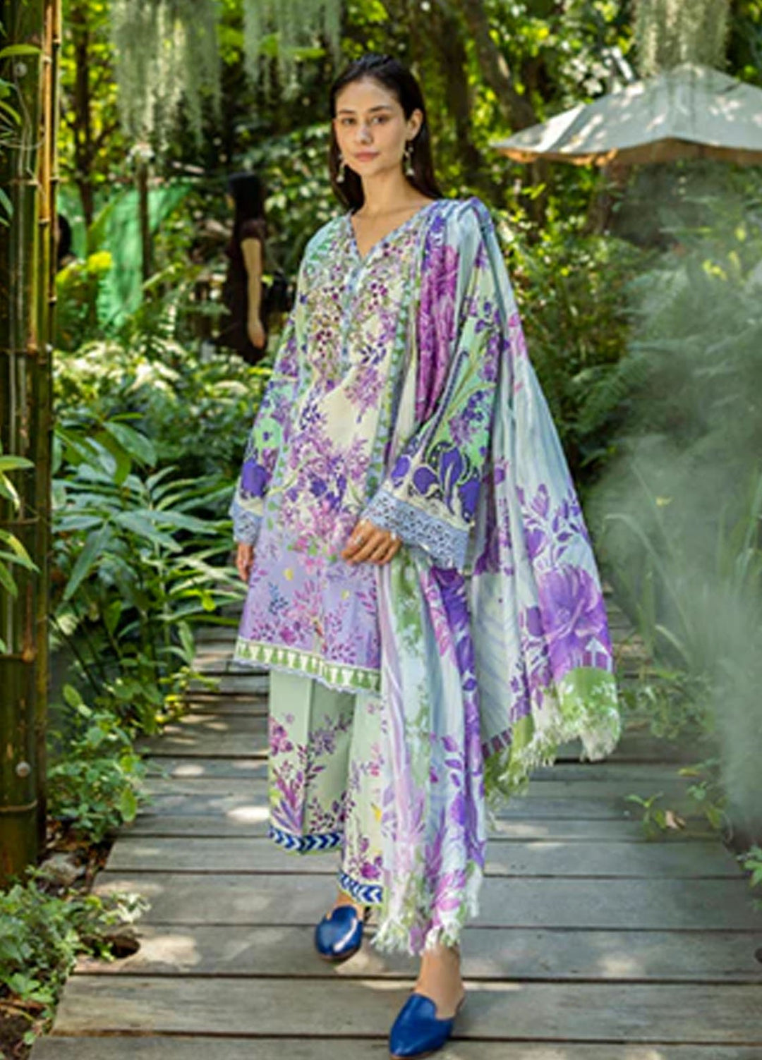 Ethereal Bloom by Roheenaz Embroidered Lawn Suits Unstitched 3 Piece RN25EB RNZ-06 B Florisse - Summer Collection