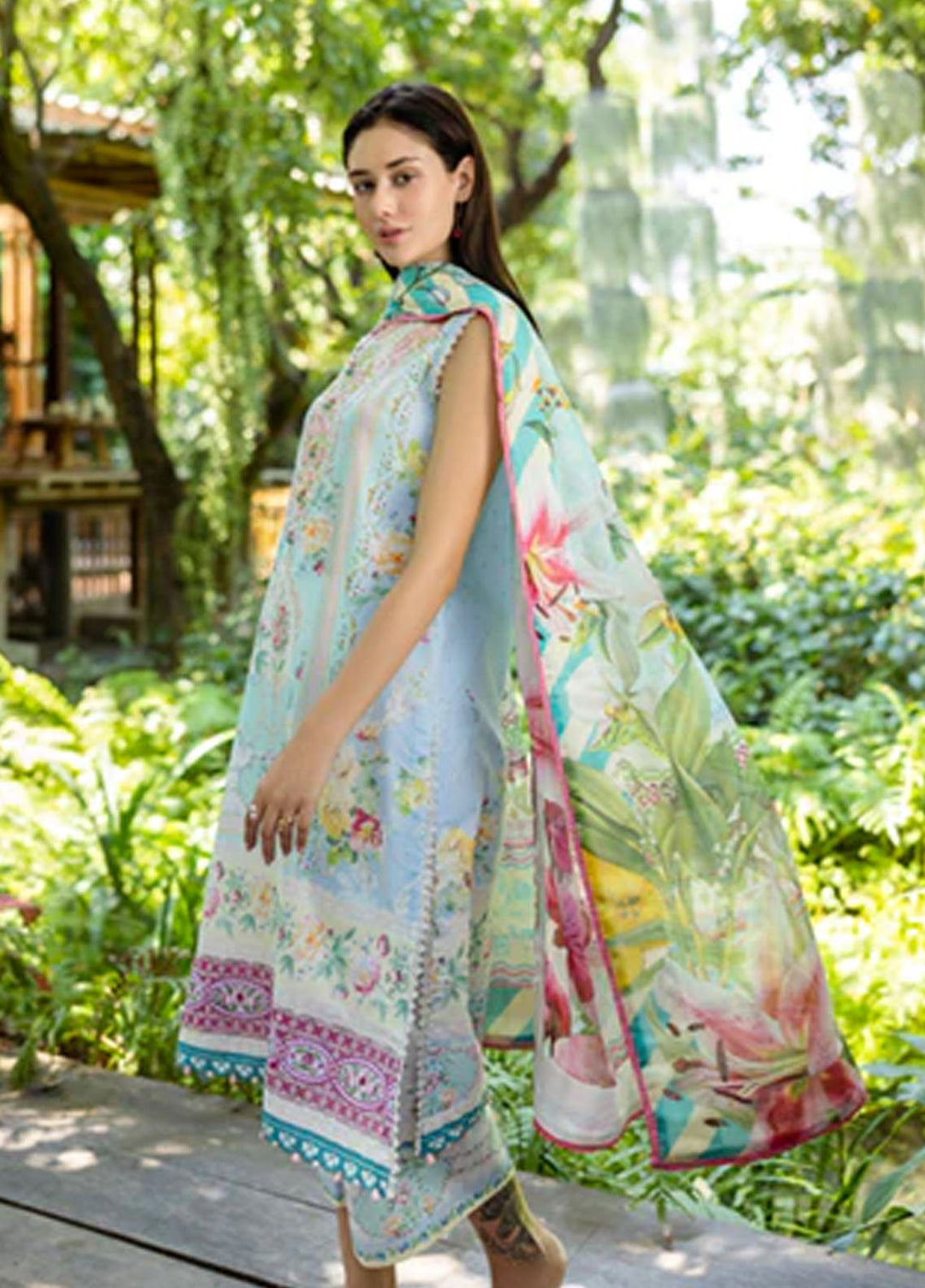 Ethereal Bloom by Roheenaz Embroidered Lawn Suits Unstitched 3 Piece RN25EB RNZ-08 A Mistelle - Summer Collection