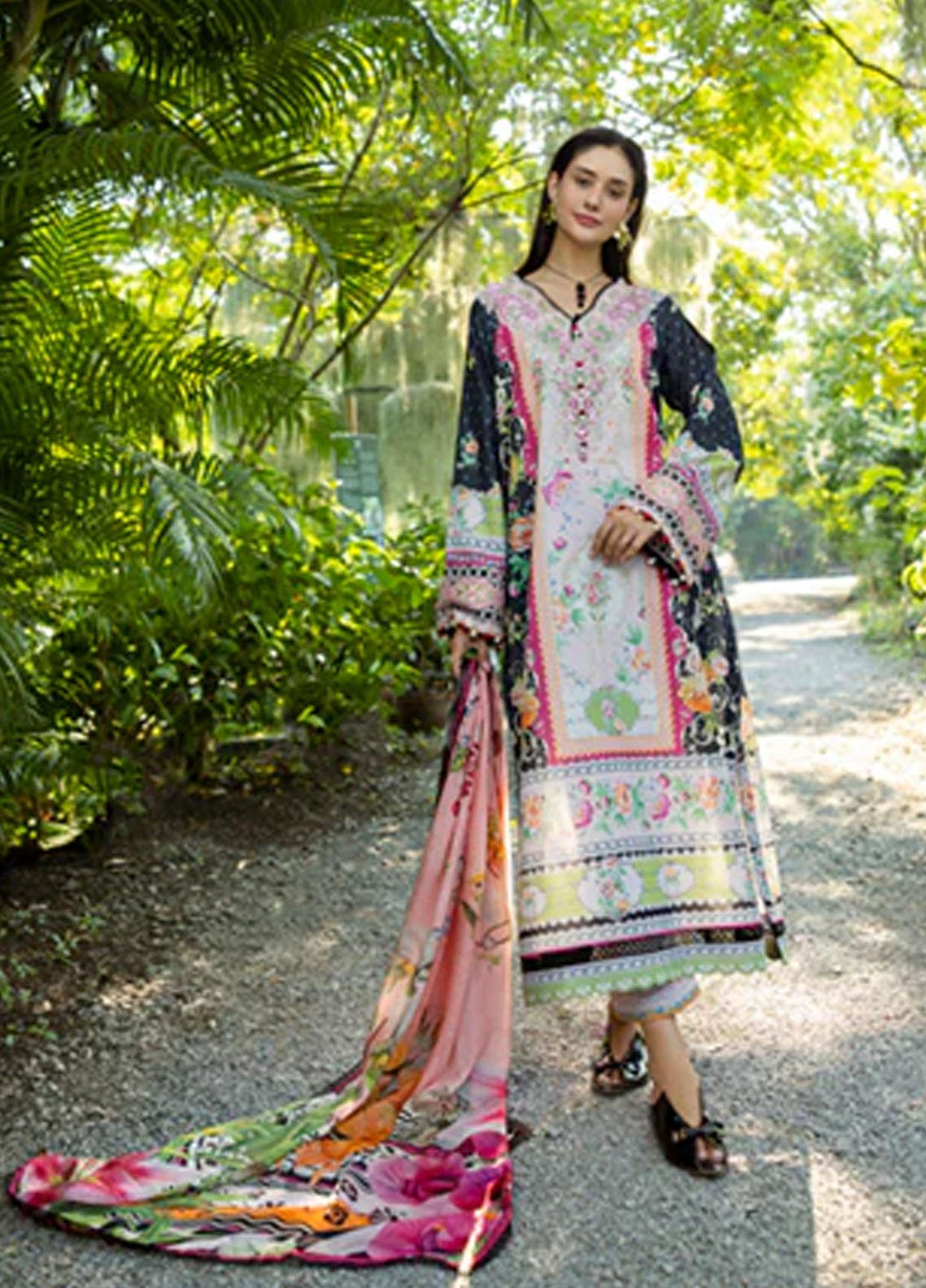 Ethereal Bloom by Roheenaz Embroidered Lawn Suits Unstitched 3 Piece RN25EB RNZ-08 B Nymeria - Summer Collection