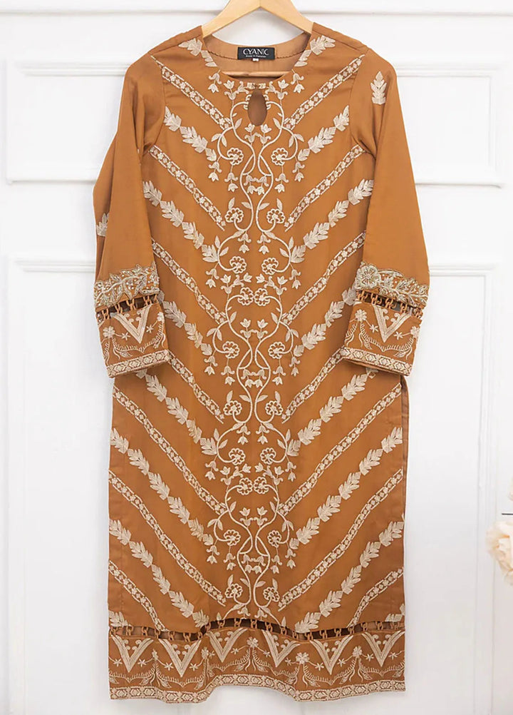 Ethereal Embellished By Cyanic Luxury Pret Embroidered Chiffon 2 Piece Suit Caramel