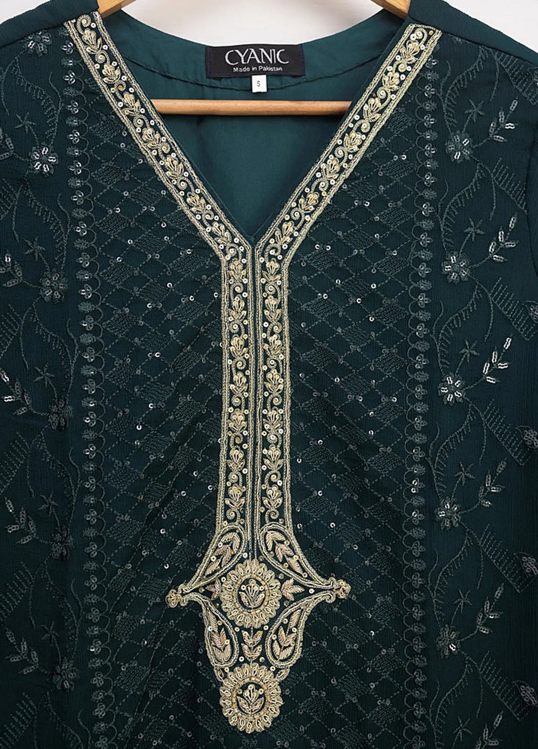 Ethereal Embellished By Cyanic Luxury Pret Embroidered Chiffon 2 Piece Suit Sage