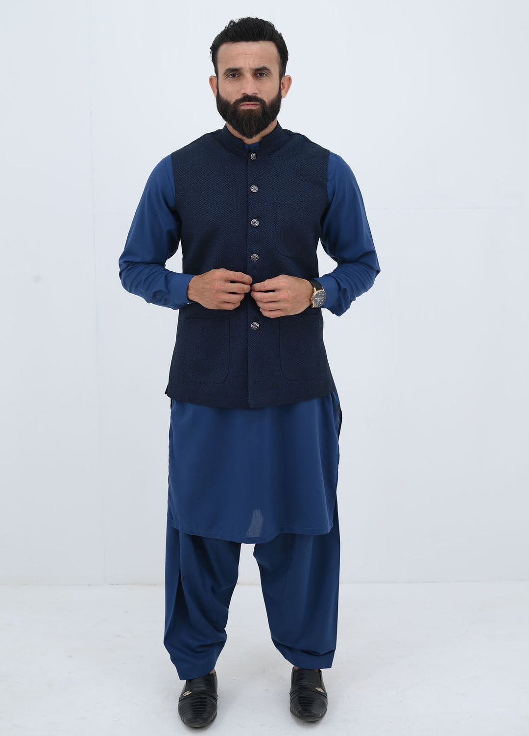 Ethnic Wear by Alif Yay Pret Plain Blended 3 Piece Suit AY-019