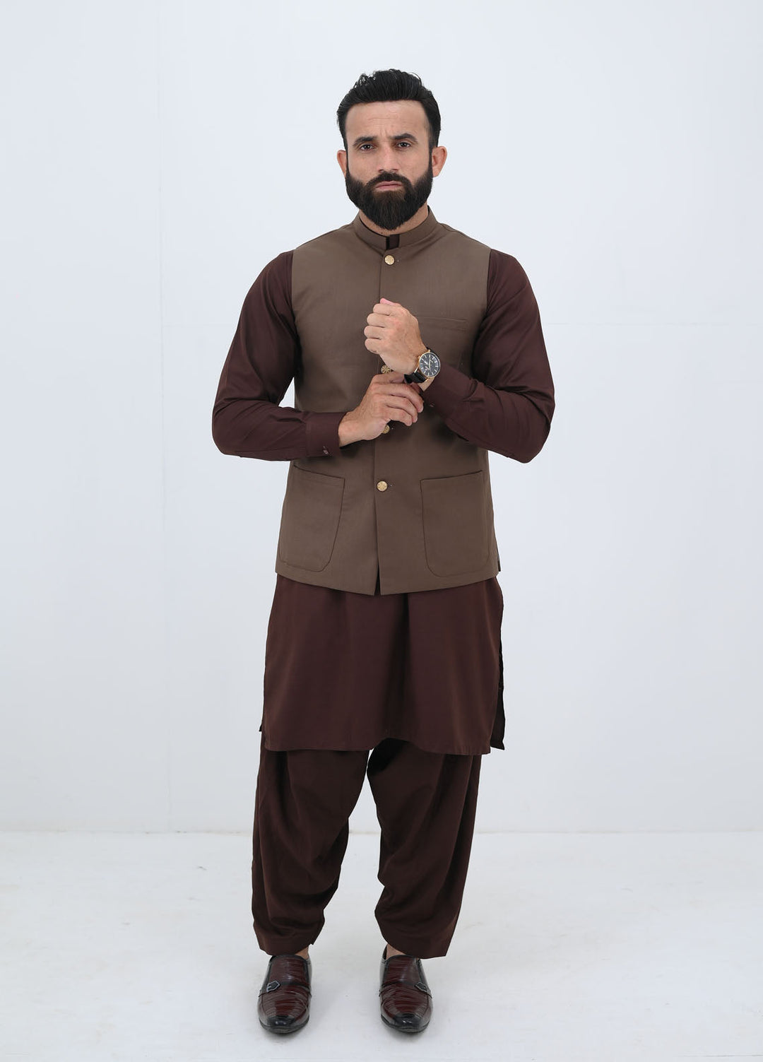 Ethnic Wear by Alif Yay Pret Plain Blended 3 Piece Suit AY-021