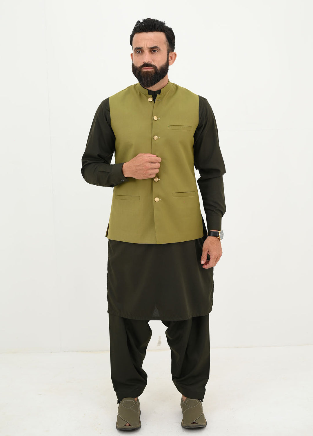 Ethnic Wear by Alif Yay Pret Plain Blended 3 Piece Suit AY-023