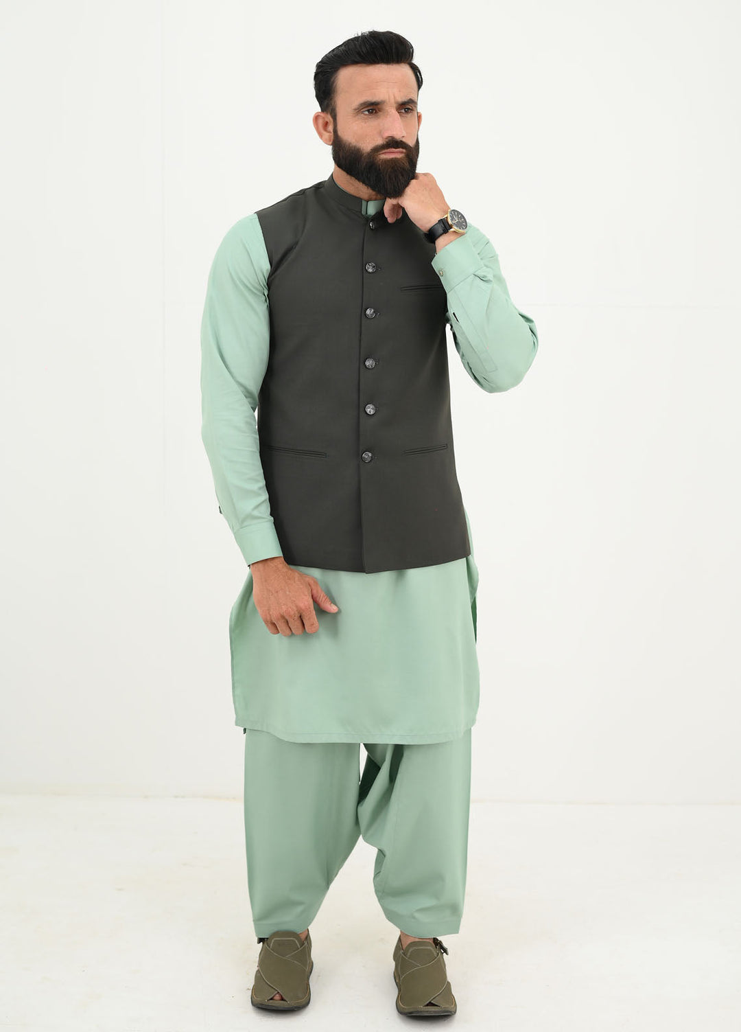 Ethnic Wear by Alif Yay Pret Plain Blended 3 Piece Suit AY-026