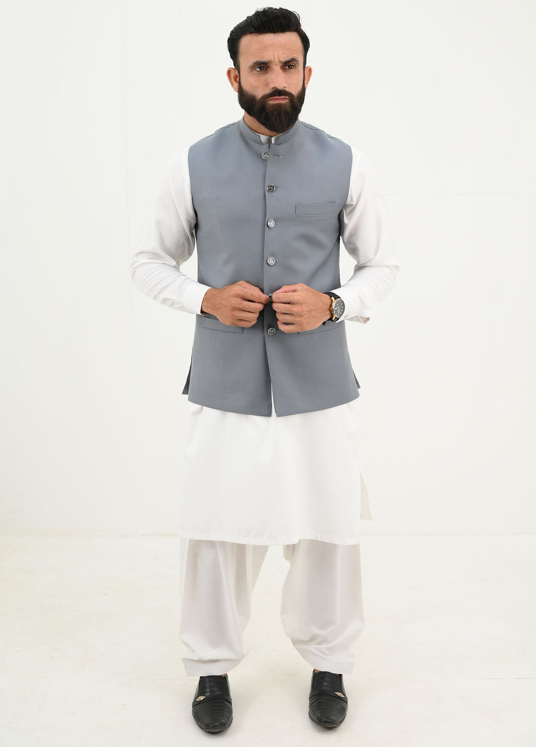 Ethnic Wear by Alif Yay Pret Plain Blended 3 Piece Suit AY-038