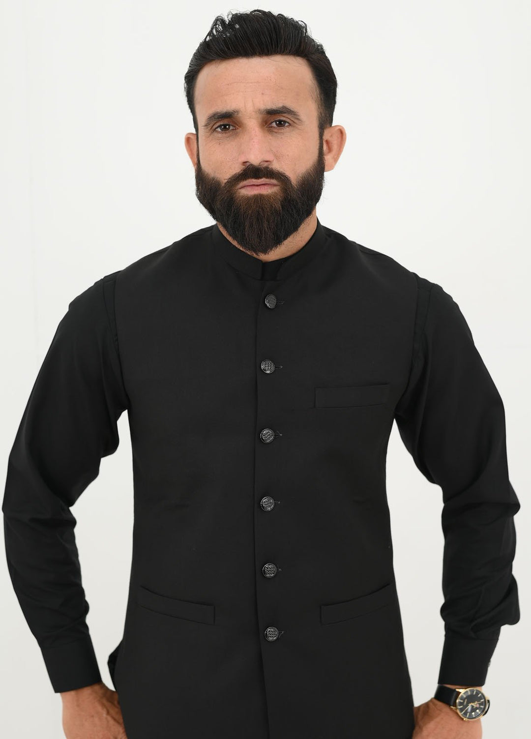 Ethnic Wear by Alif Yay Pret Plain Blended Waistcoat AY-017