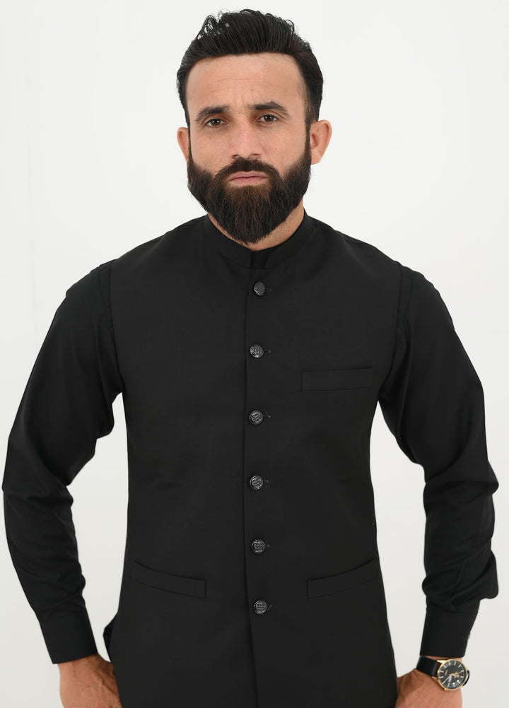 Ethnic Wear by Alif Yay Pret Plain Blended Waistcoat AY-017