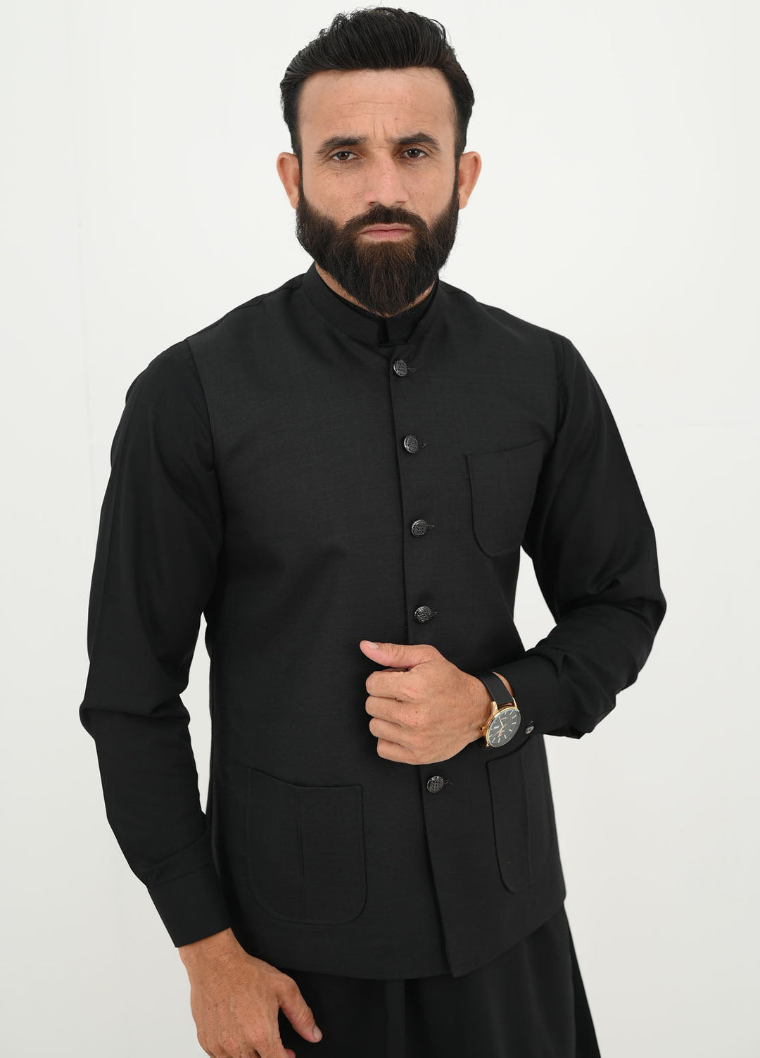 Ethnic Wear by Alif Yay Pret Plain Blended Waistcoat AY-018